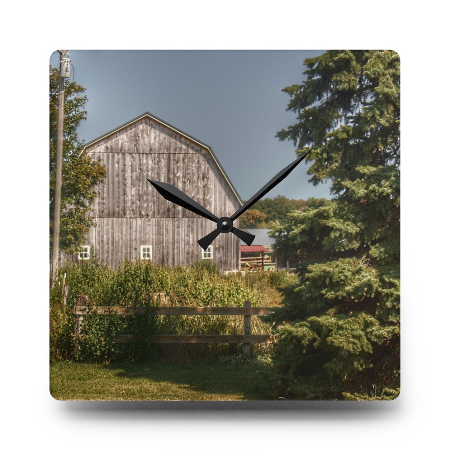 U R There Photography Roadside Grey of Vassar Rustic Farmhouse Acrylic Analog Wall Clock