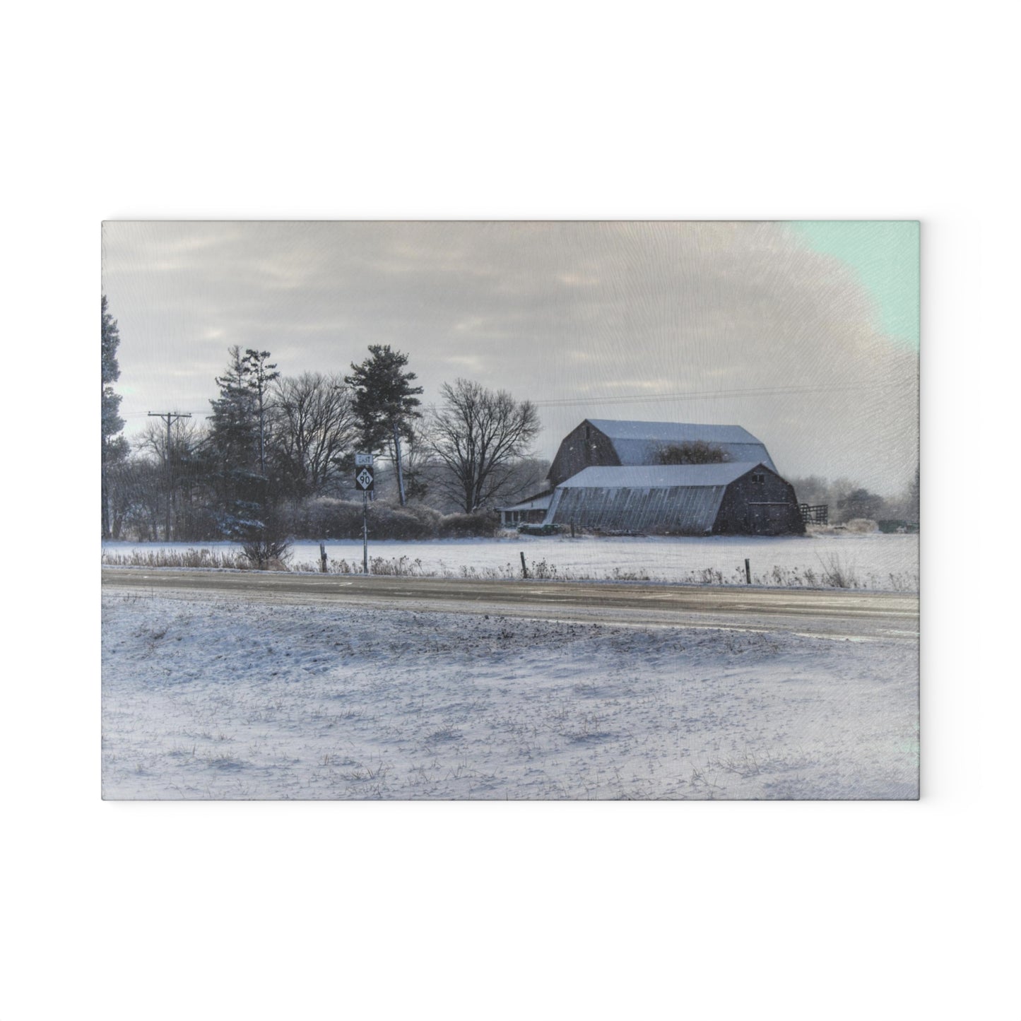 U R There Photography Otter Lake Road Greys Rustic Farmhouse Tempered-Glass Cutting Board