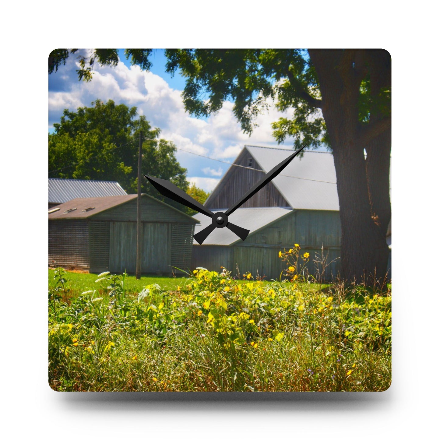 U R There Photography Hough Road Greys Rustic Farmhouse Acrylic Analog Wall Clock