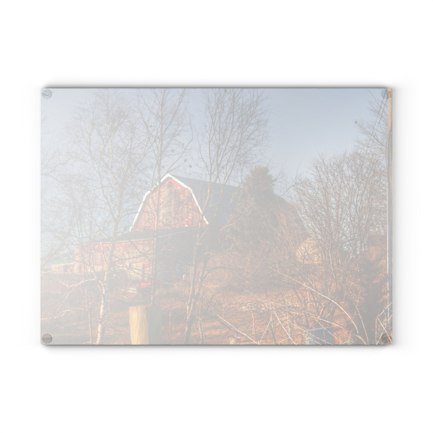 U R There Photography Otter Lake Road Hillside Red Rustic Farmhouse Tempered-Glass Cutting Board