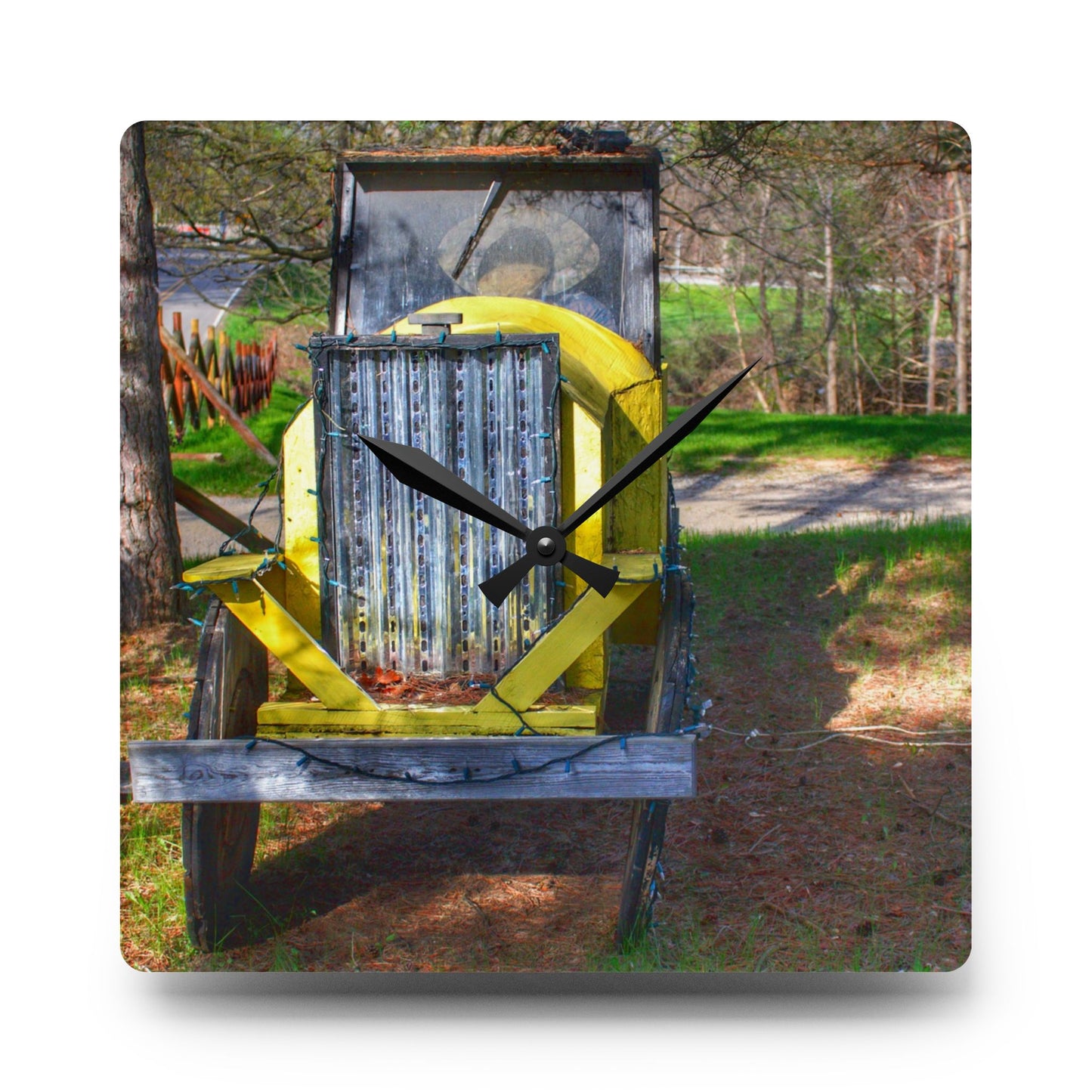 U R There Photography Hickory Place Yard Art I Rustic Farmhouse Acrylic Analog Wall Clock