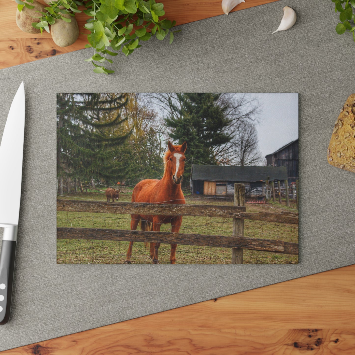 U R There Photography South Summers Road Old Grey and Caramel I Rustic Farmhouse Tempered-Glass Cutting Board