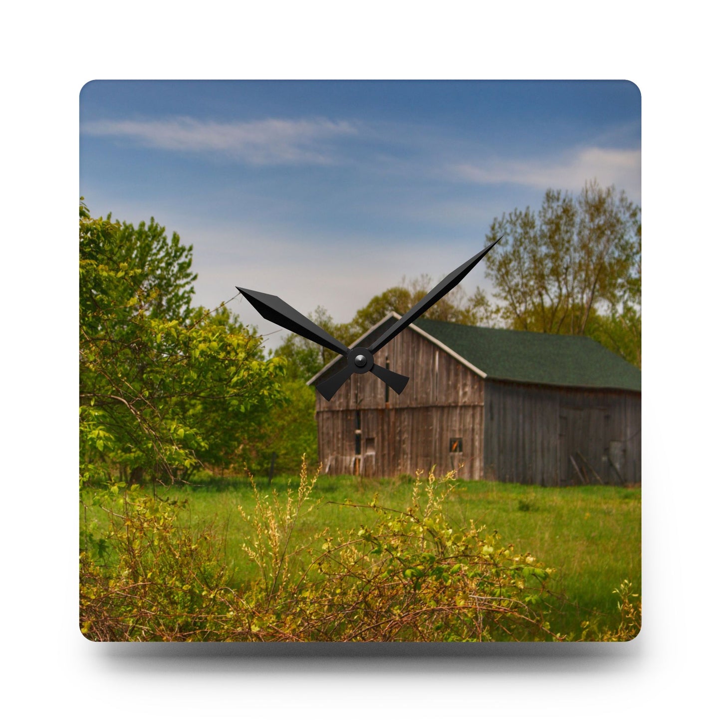 U R There Photography North Branch Little Grey Rustic Farmhouse Acrylic Analog Wall Clock