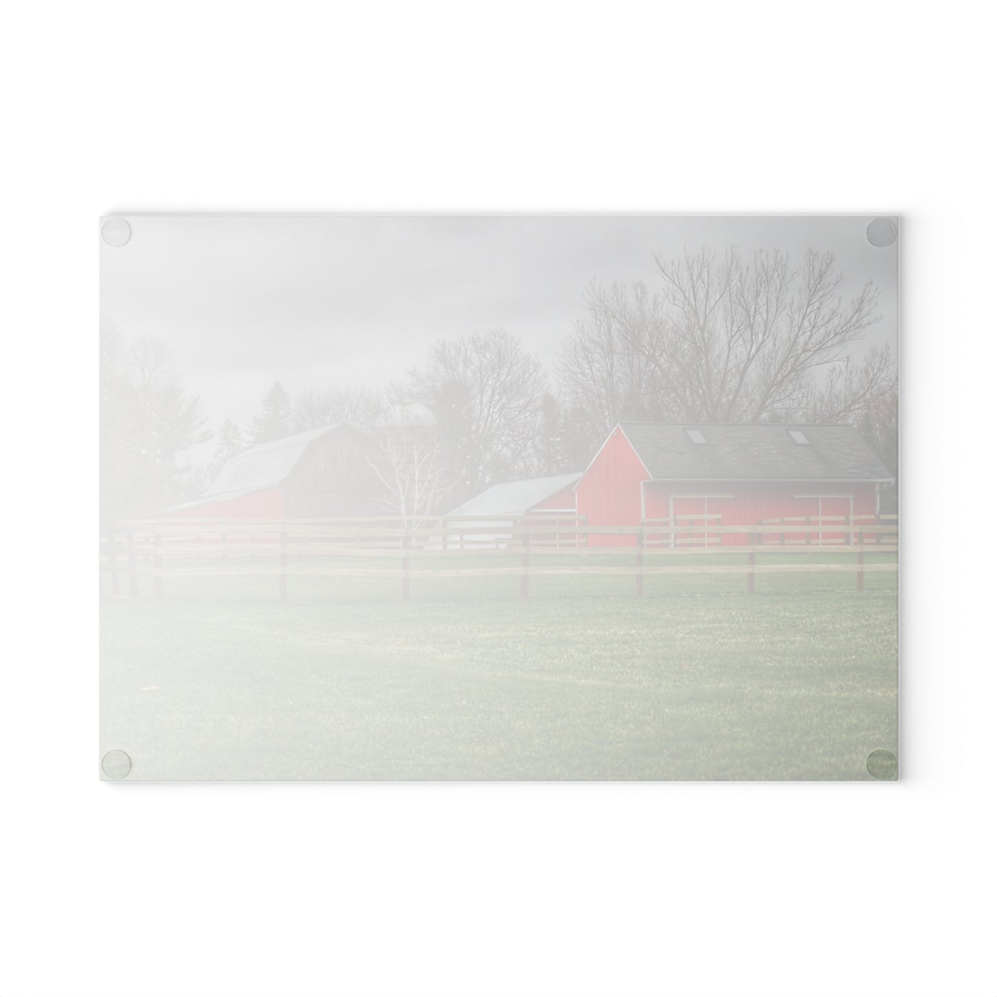 U R There Photography West Lake Road Farm I Rustic Farmhouse Tempered-Glass Cutting Board