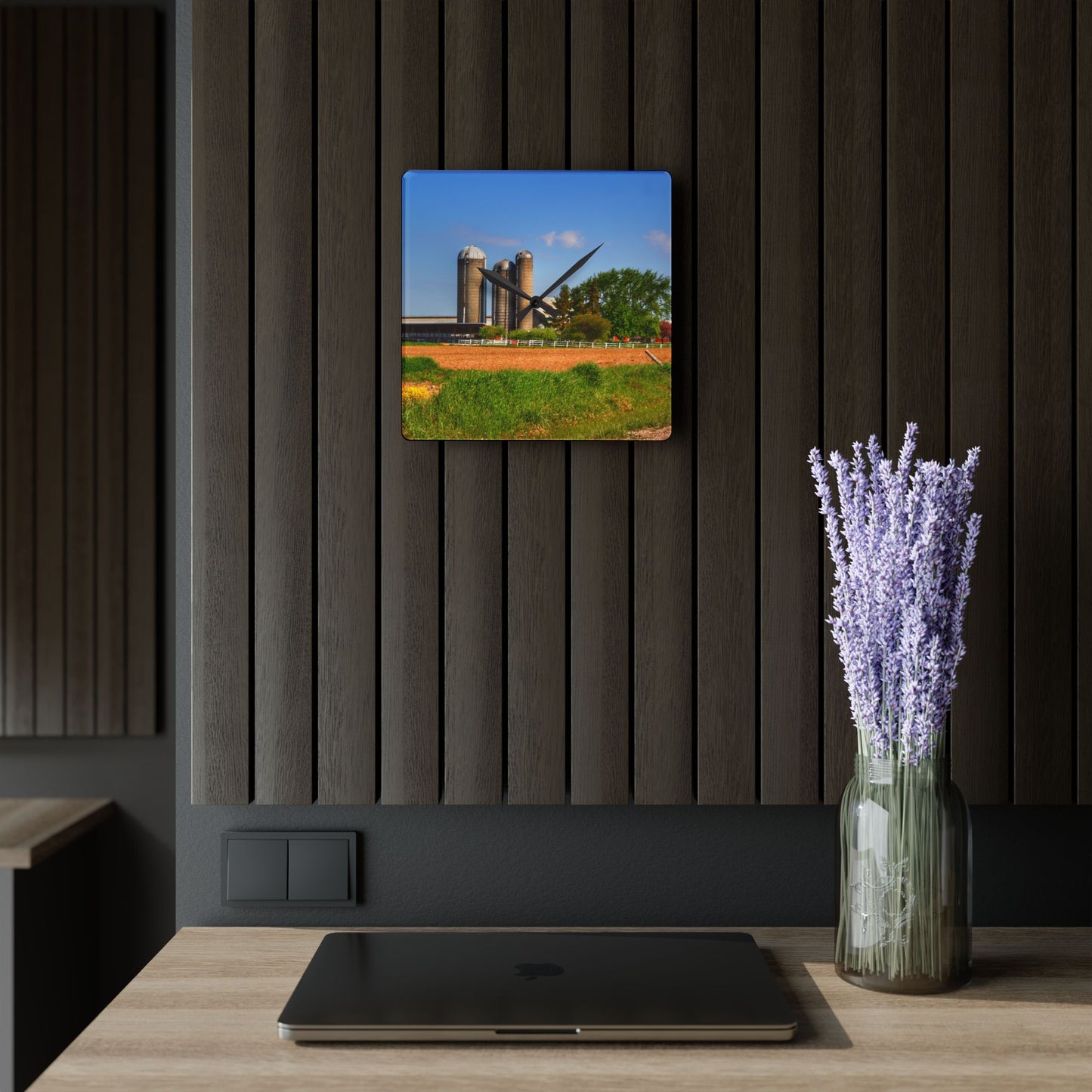 U R There Photography Leslie Road Hidden Rustic Farmhouse Acrylic Analog Wall Clock