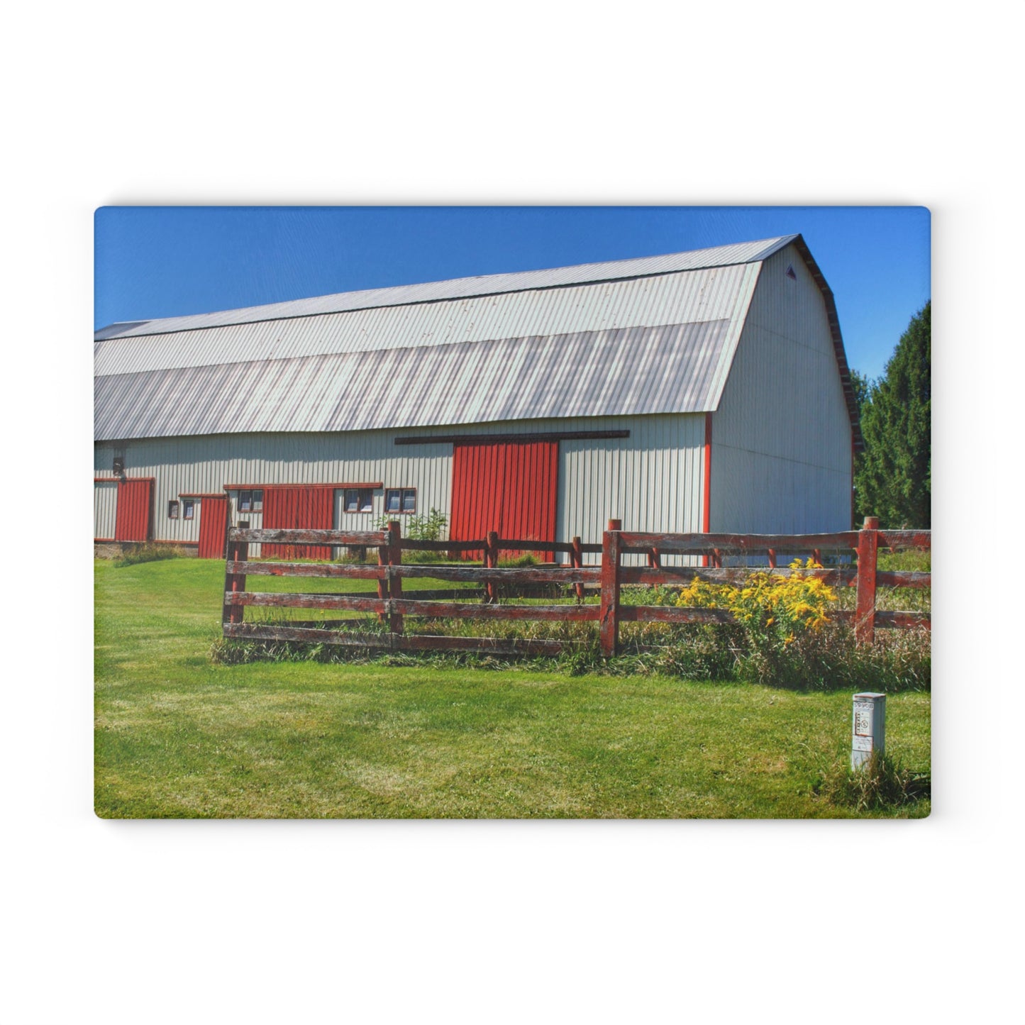 U R There Photography Bishop Road Beyond the Fence Rustic Farmhouse Tempered-Glass Cutting Board