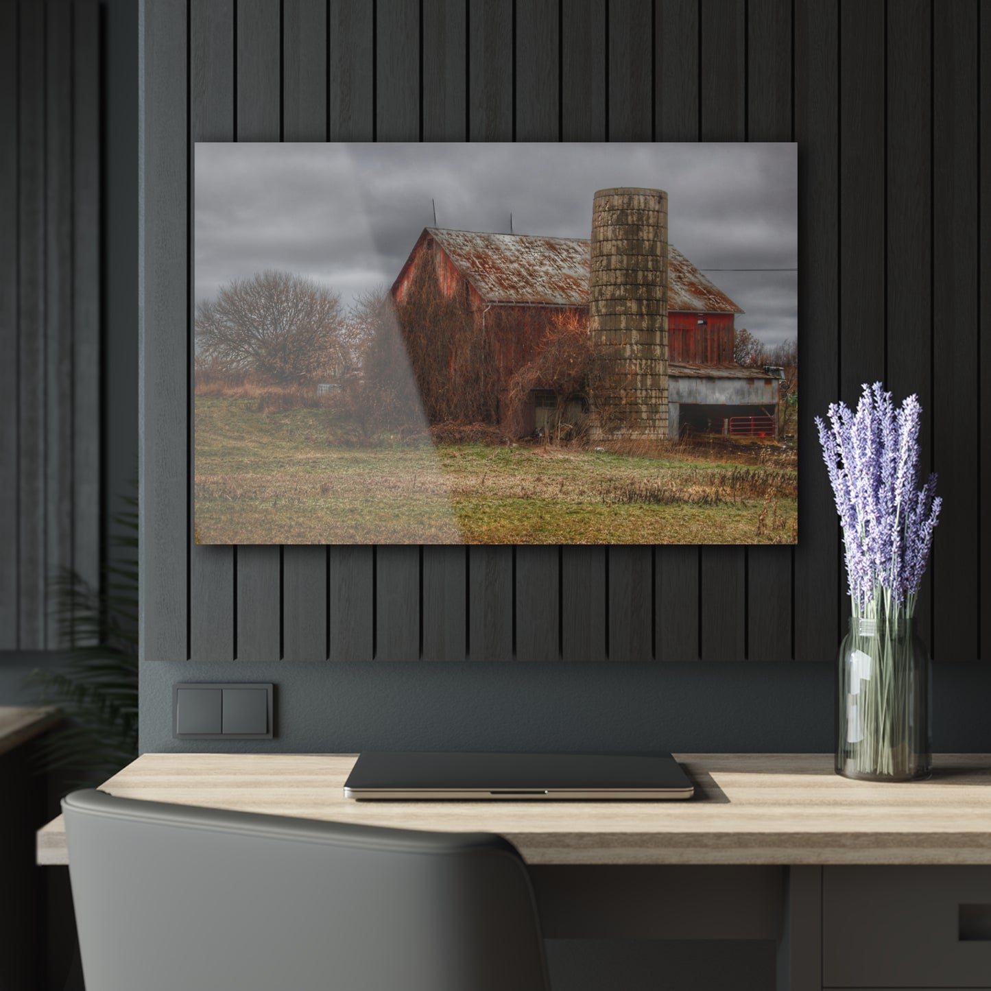 U R There Photography Slattery Road Old Red and Silo I Rustic Farmhouse Acrylic Wall Print