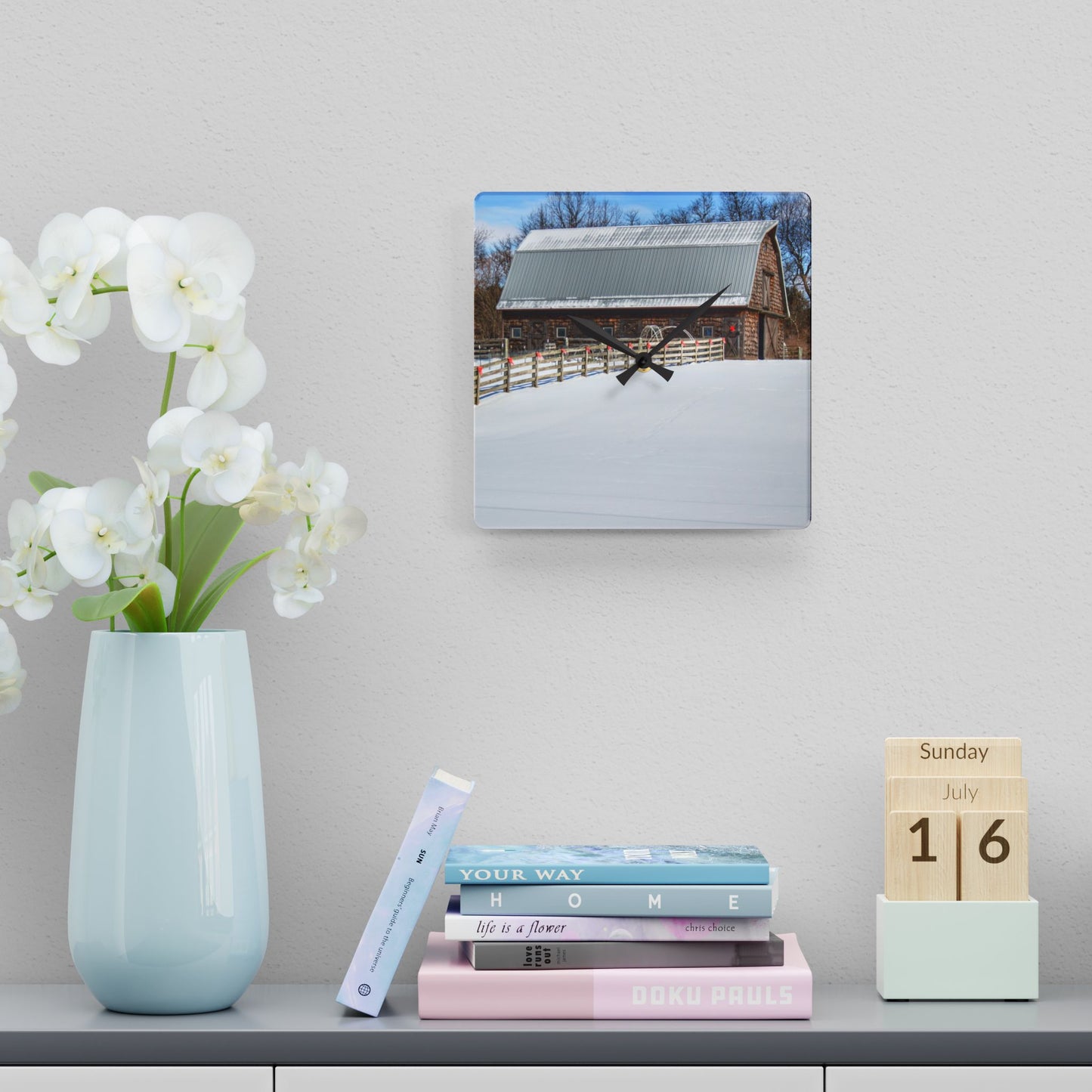 U R There Photography Morgan Lanes Cedar Shack Barn Rustic Farmhouse Acrylic Analog Wall Clock