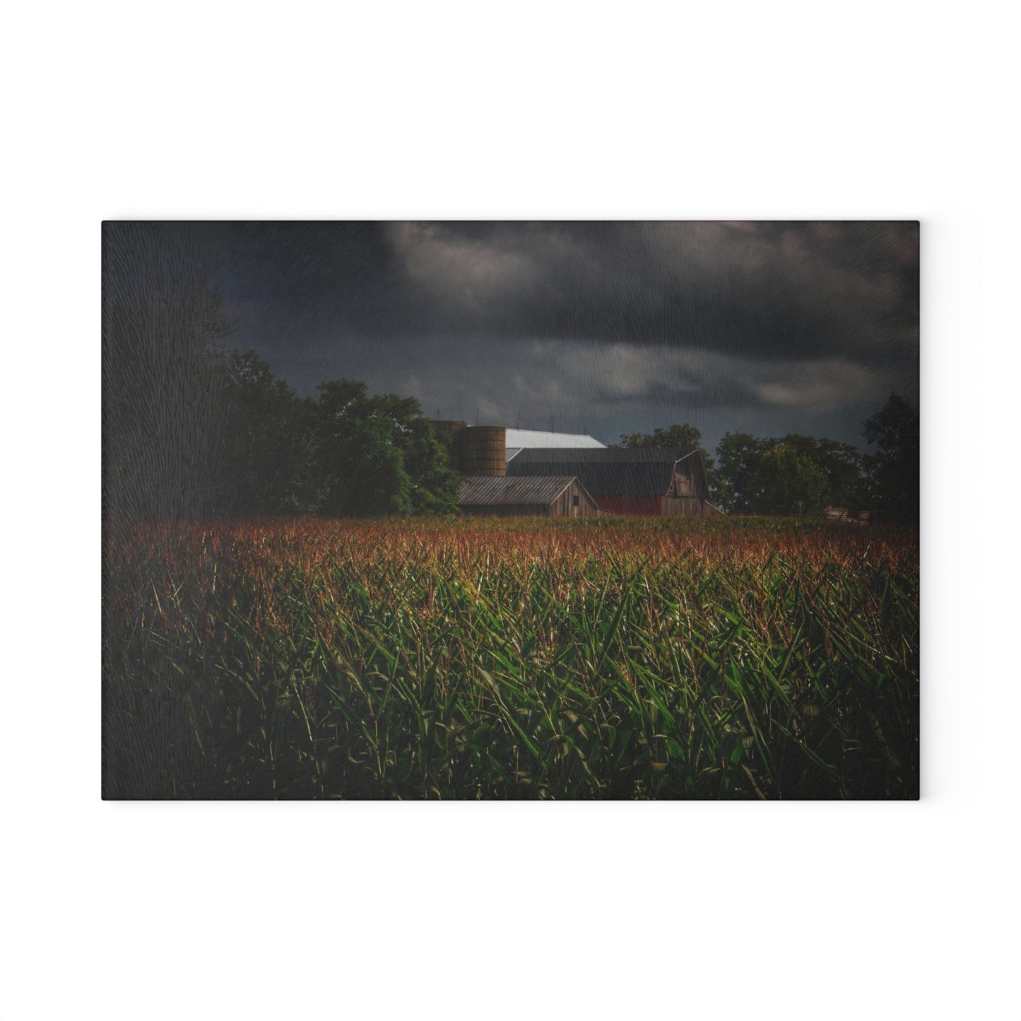 U R There Photography Bishop Road Beyond the Corn Rustic Farmhouse Tempered-Glass Cutting Board