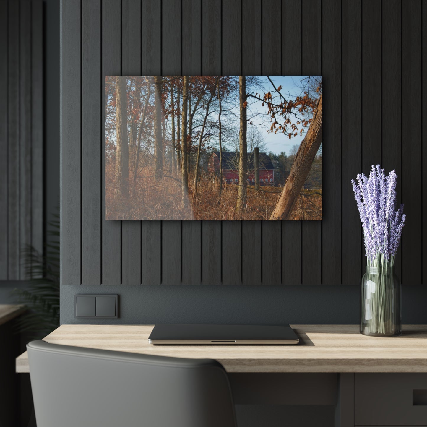 U R There Photography Blood Road Red II Rustic Farmhouse Acrylic Wall Print