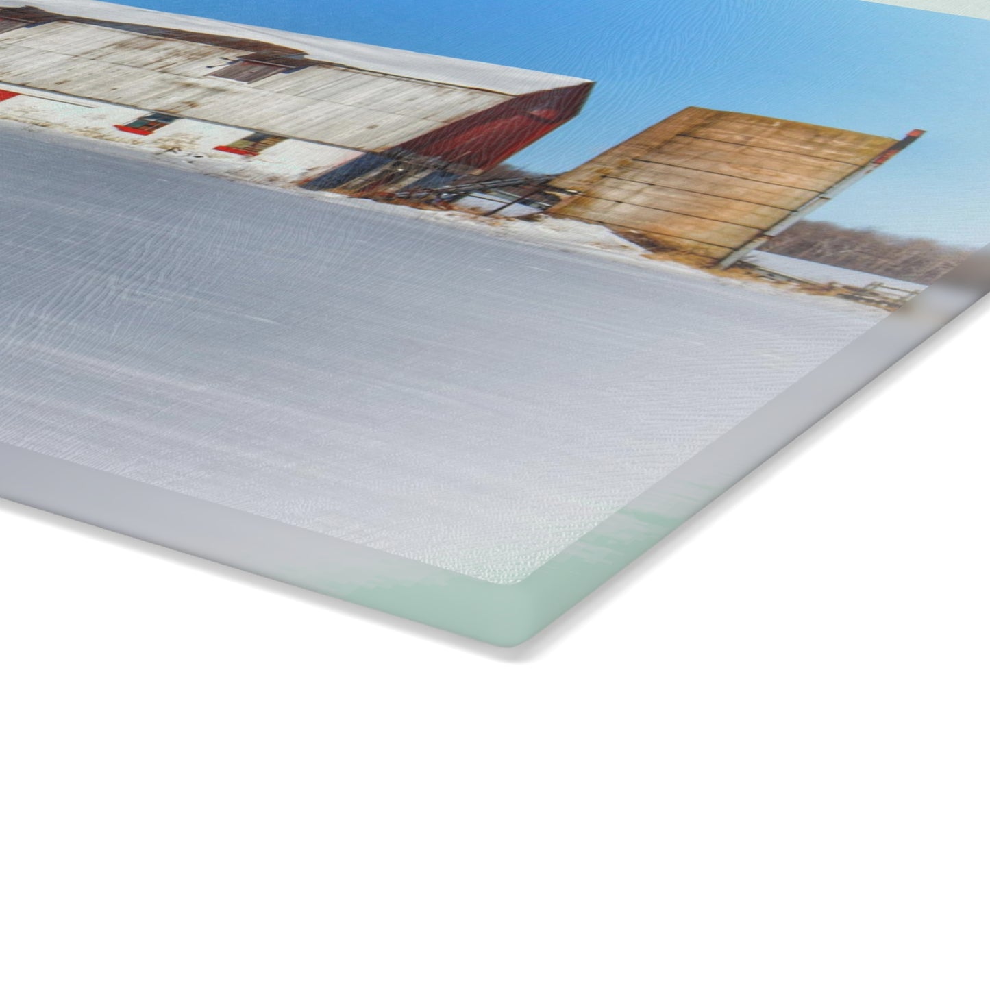 U R There Photography Bay City - Forestville Block Red Rustic Farmhouse Tempered-Glass Cutting Board