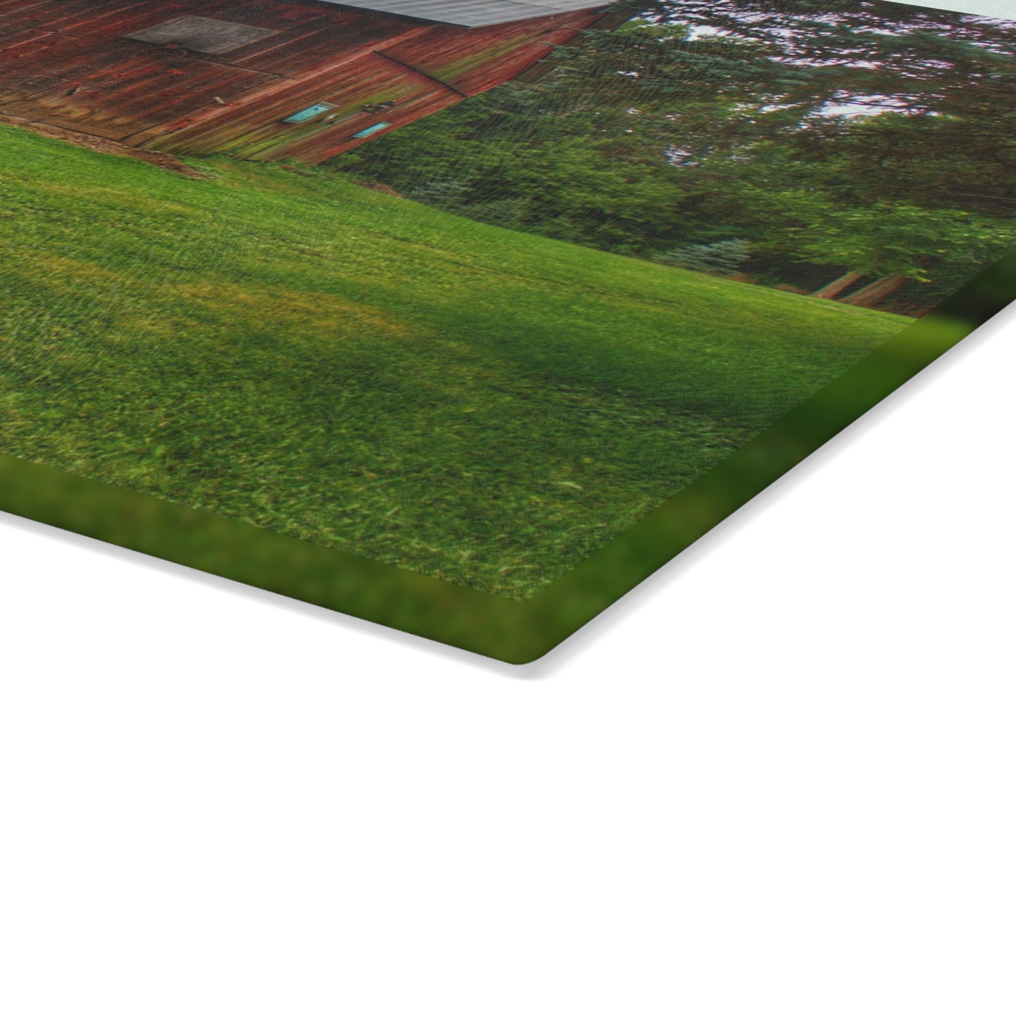 U R There Photography Rusted Red of Summer Rustic Farmhouse Tempered-Glass Cutting Board