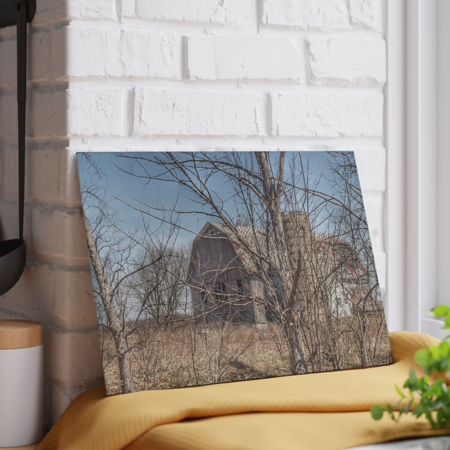 U R There Photography Hill Road Hidden Grey I Rustic Farmhouse Tempered-Glass Cutting Board
