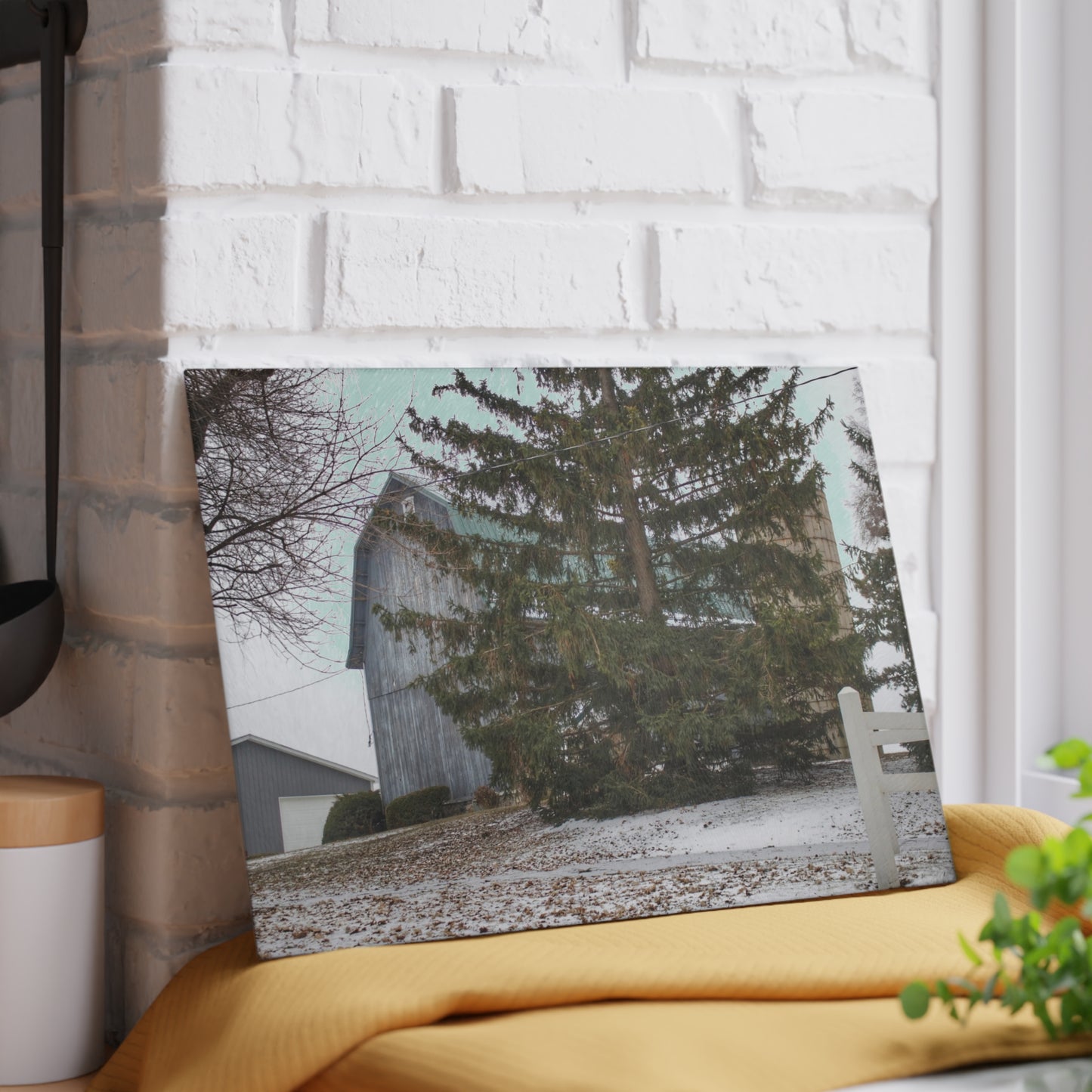 U R There Photography Hollow Corners Hidden Rustic Farmhouse Tempered-Glass Cutting Board