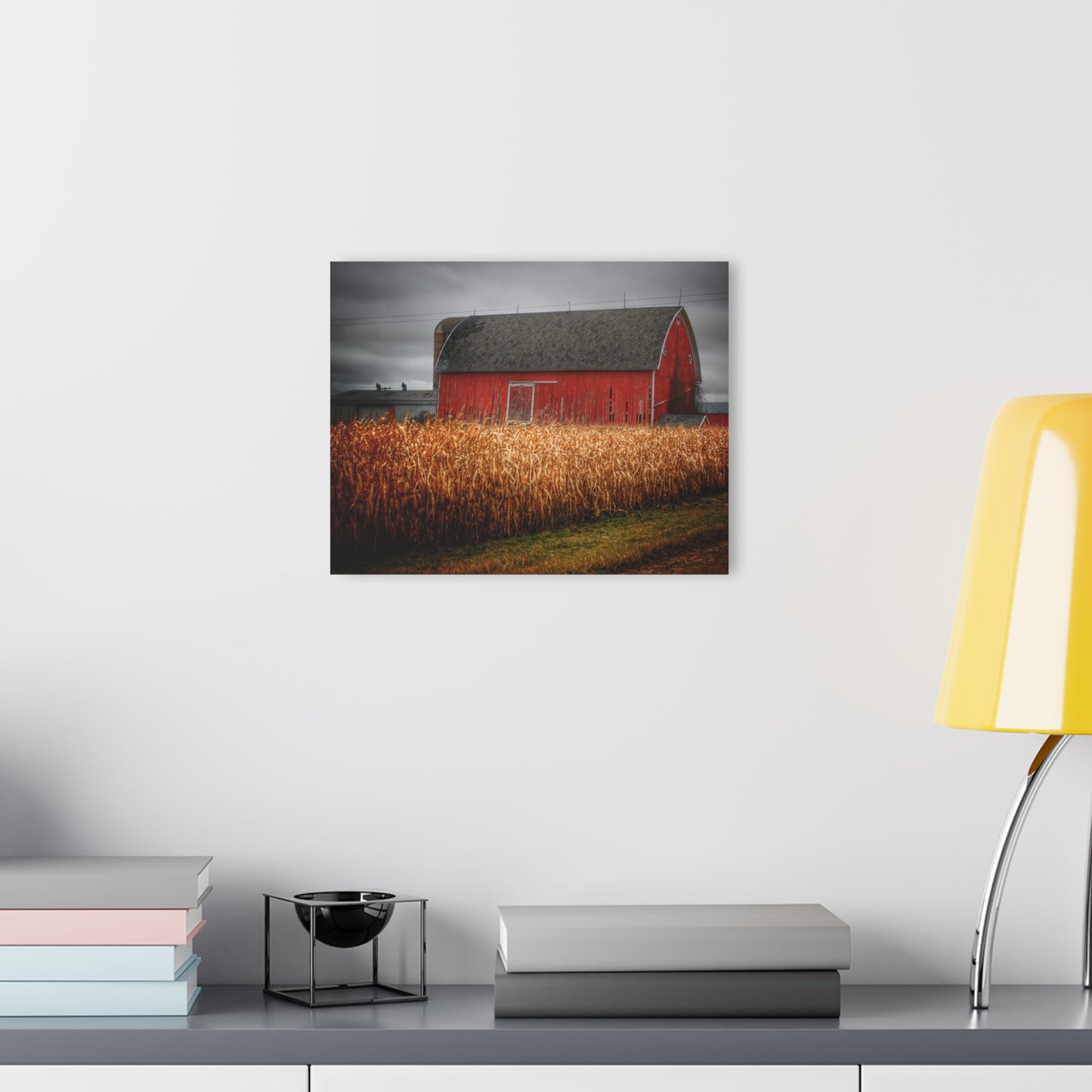 U R There Photography Slattery Road Cornfield Red Rustic Farmhouse Acrylic Wall Print