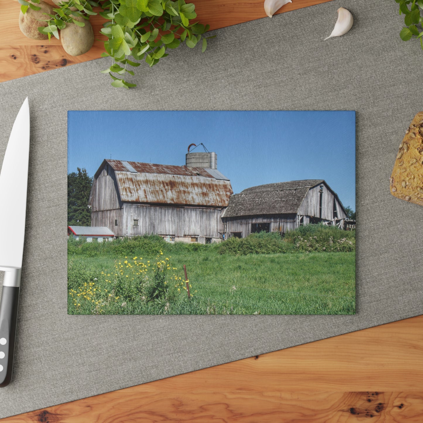 U R There Photography Rusted and Grey on Dodge Road Rustic Farmhouse Tempered-Glass Cutting Board