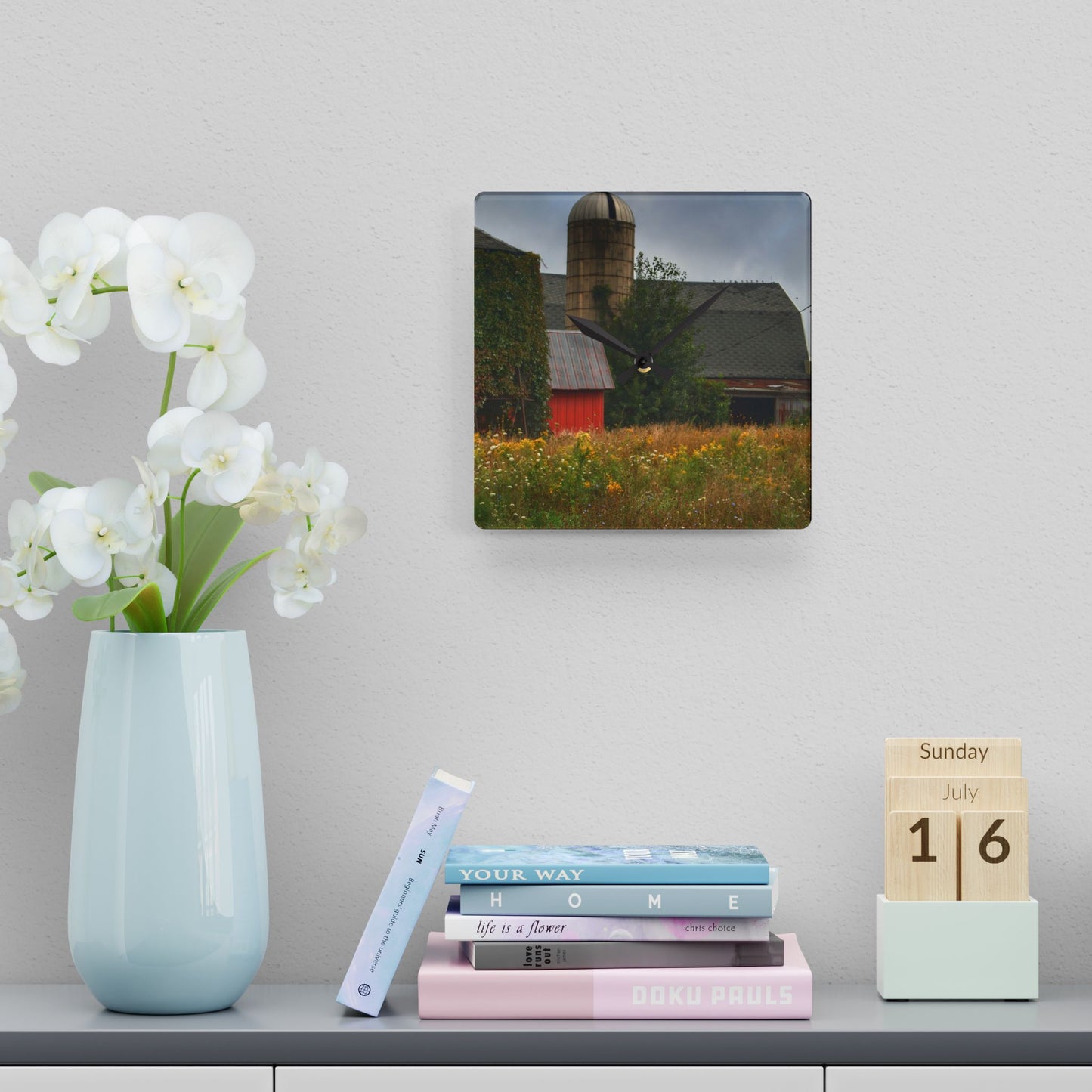 U R There Photography Silo of Otisville Rustic Farmhouse Acrylic Analog Wall Clock