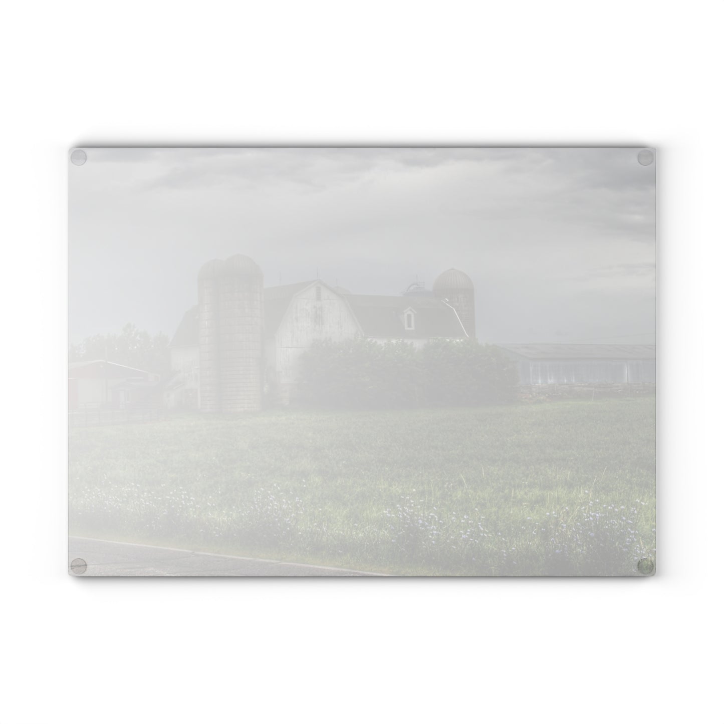 U R There Photography Clark Road White II Rustic Farmhouse Tempered-Glass Cutting Board