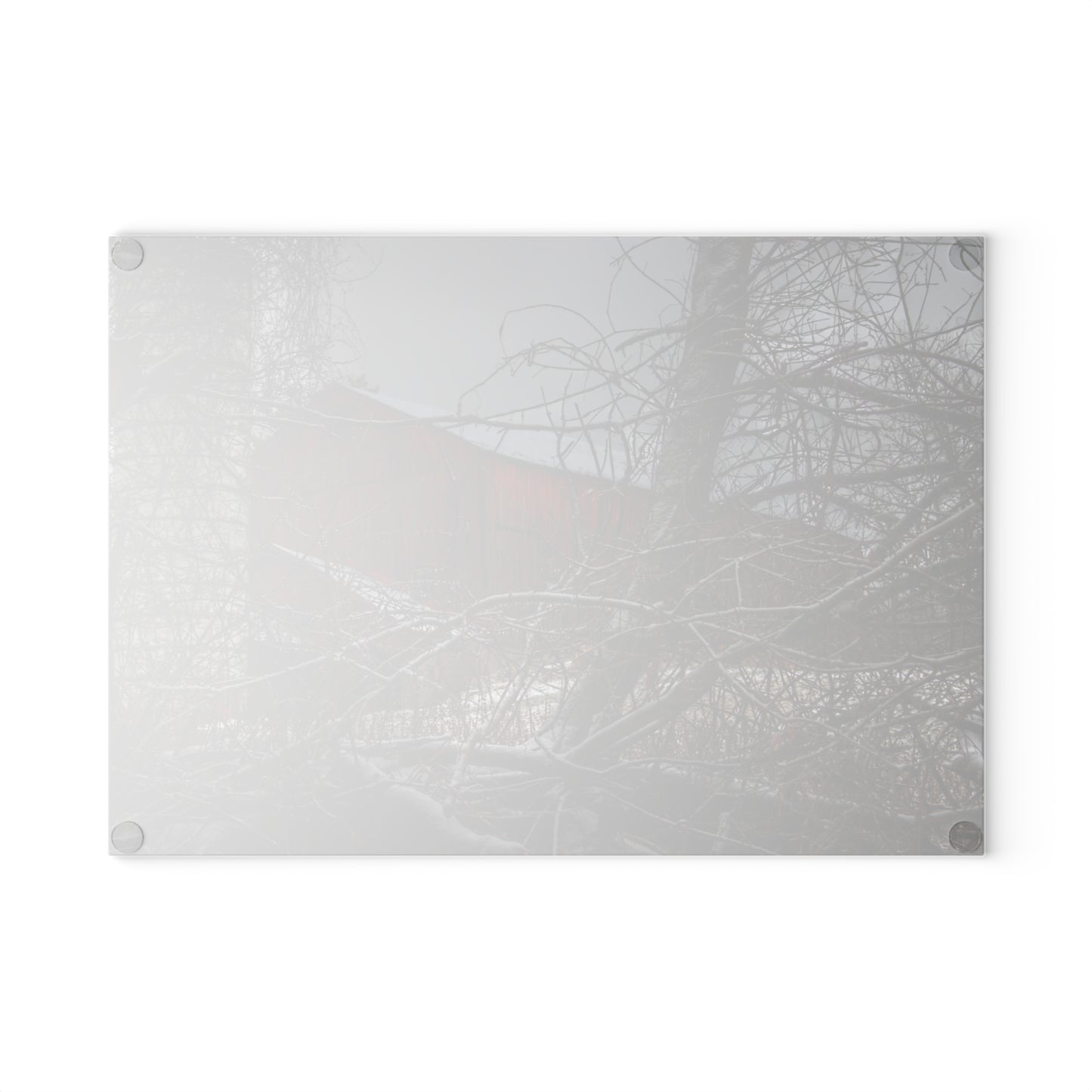U R There Photography Sandhill Road Hidden Red II Rustic Farmhouse Tempered-Glass Cutting Board