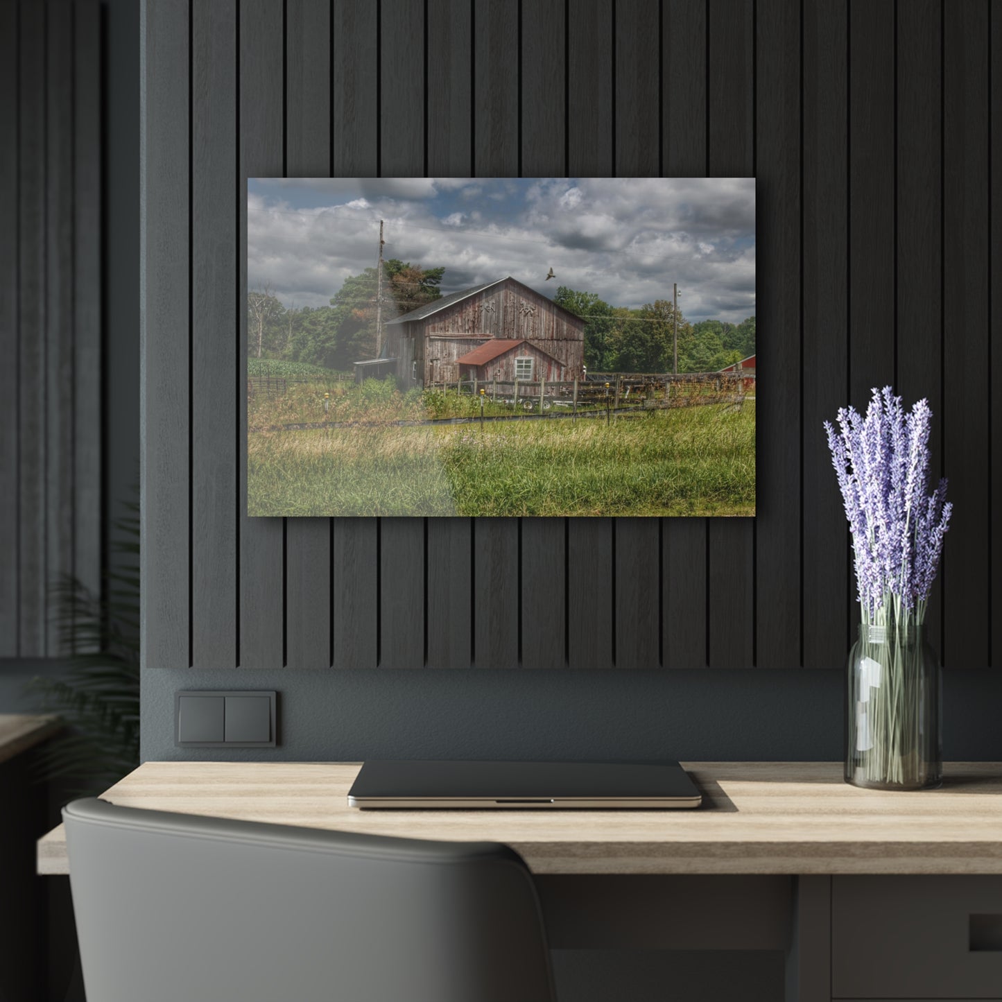 U R There Photography Millington Road Grey Horse Barn Rustic Farmhouse Acrylic Wall Print