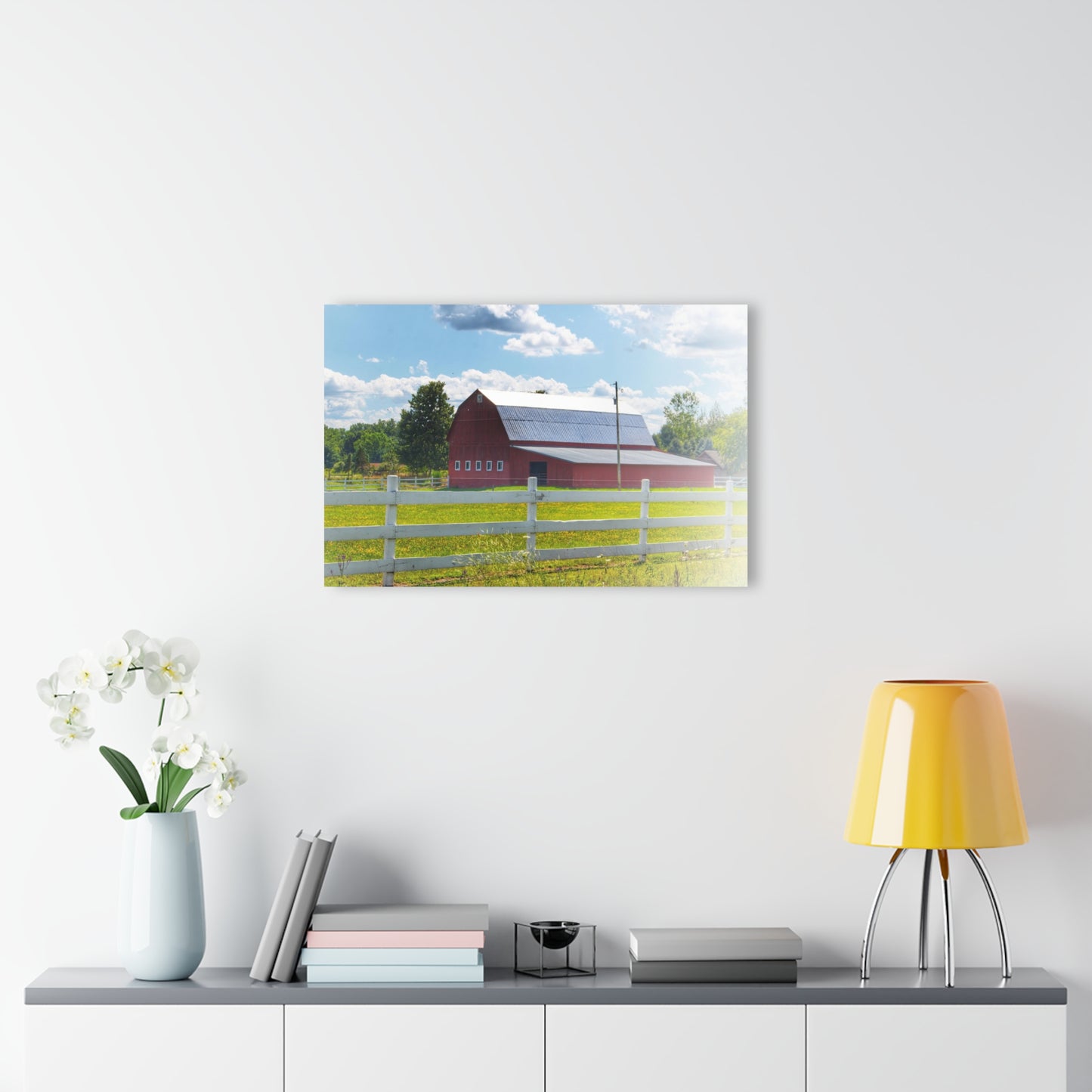 U R There Photography Burt Road Red Rustic Farmhouse Acrylic Wall Print