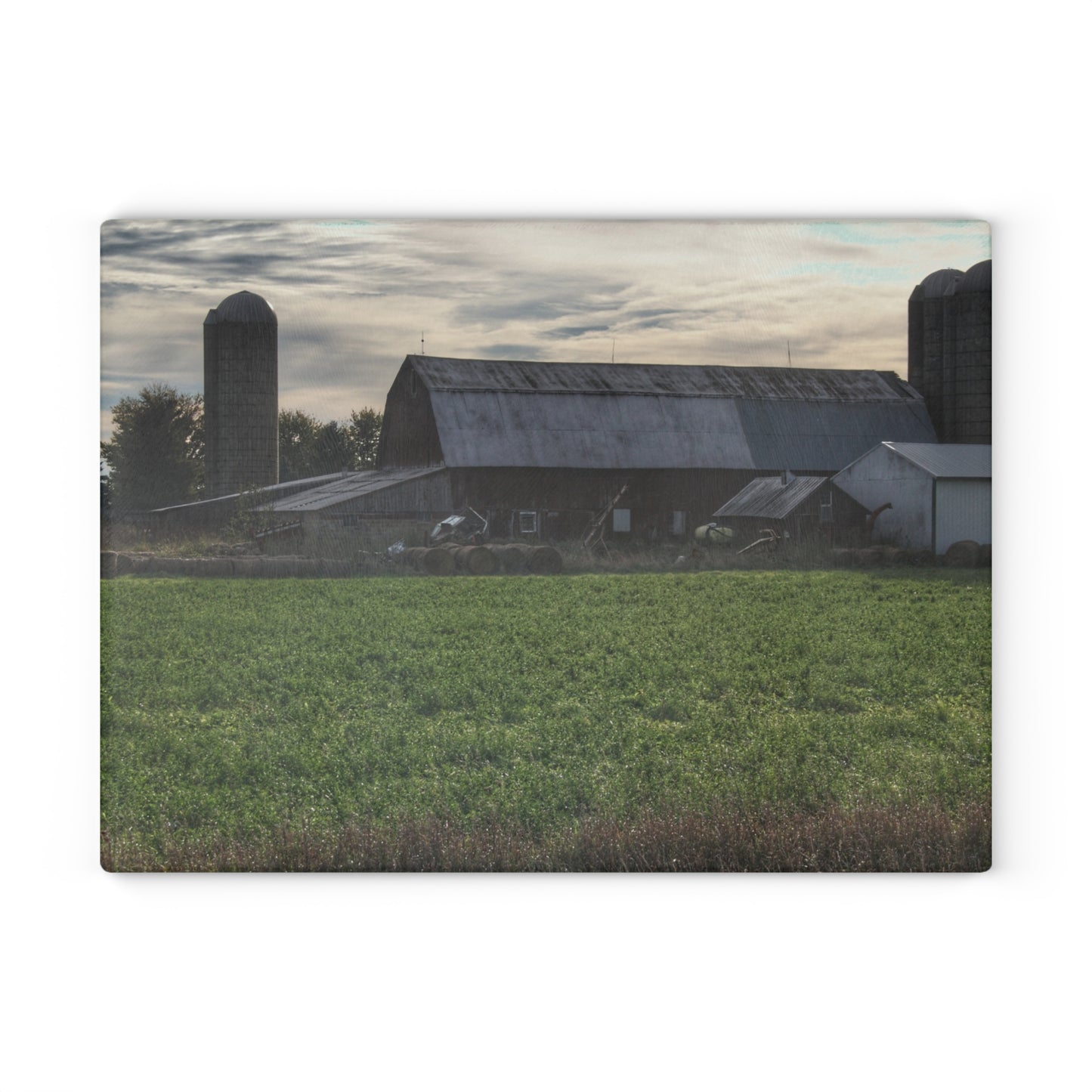 U R There Photography Shepard Road Farm II Rustic Farmhouse Tempered-Glass Cutting Board
