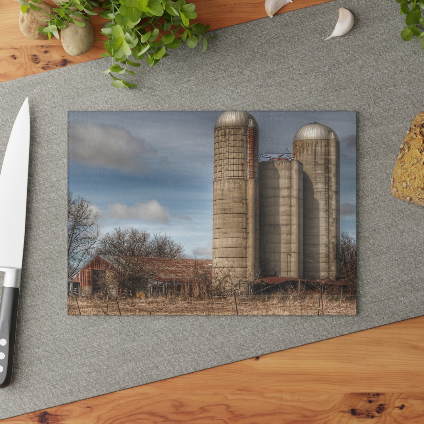 U R There Photography Silo Rust Rustic Farmhouse Tempered-Glass Cutting Board