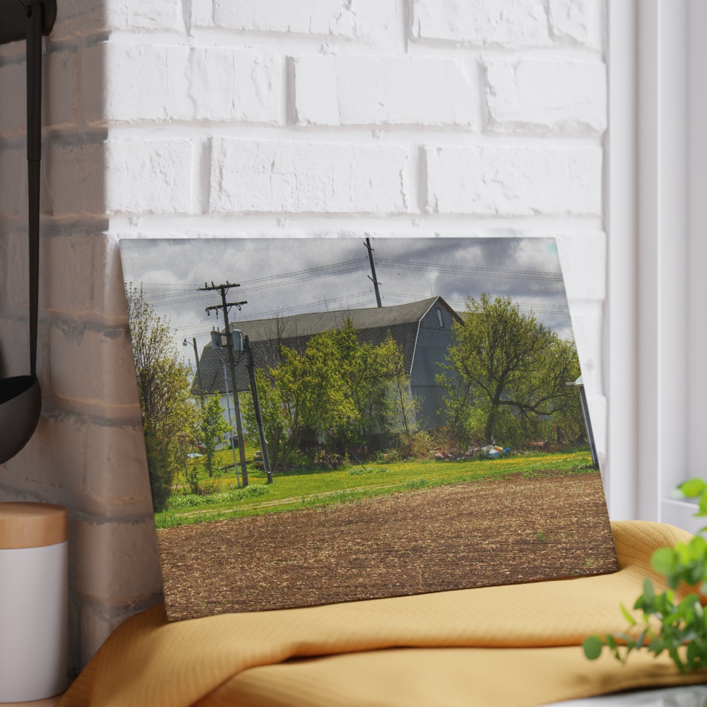 U R There Photography Rescue Road Old Grey Rustic Farmhouse Tempered-Glass Cutting Board