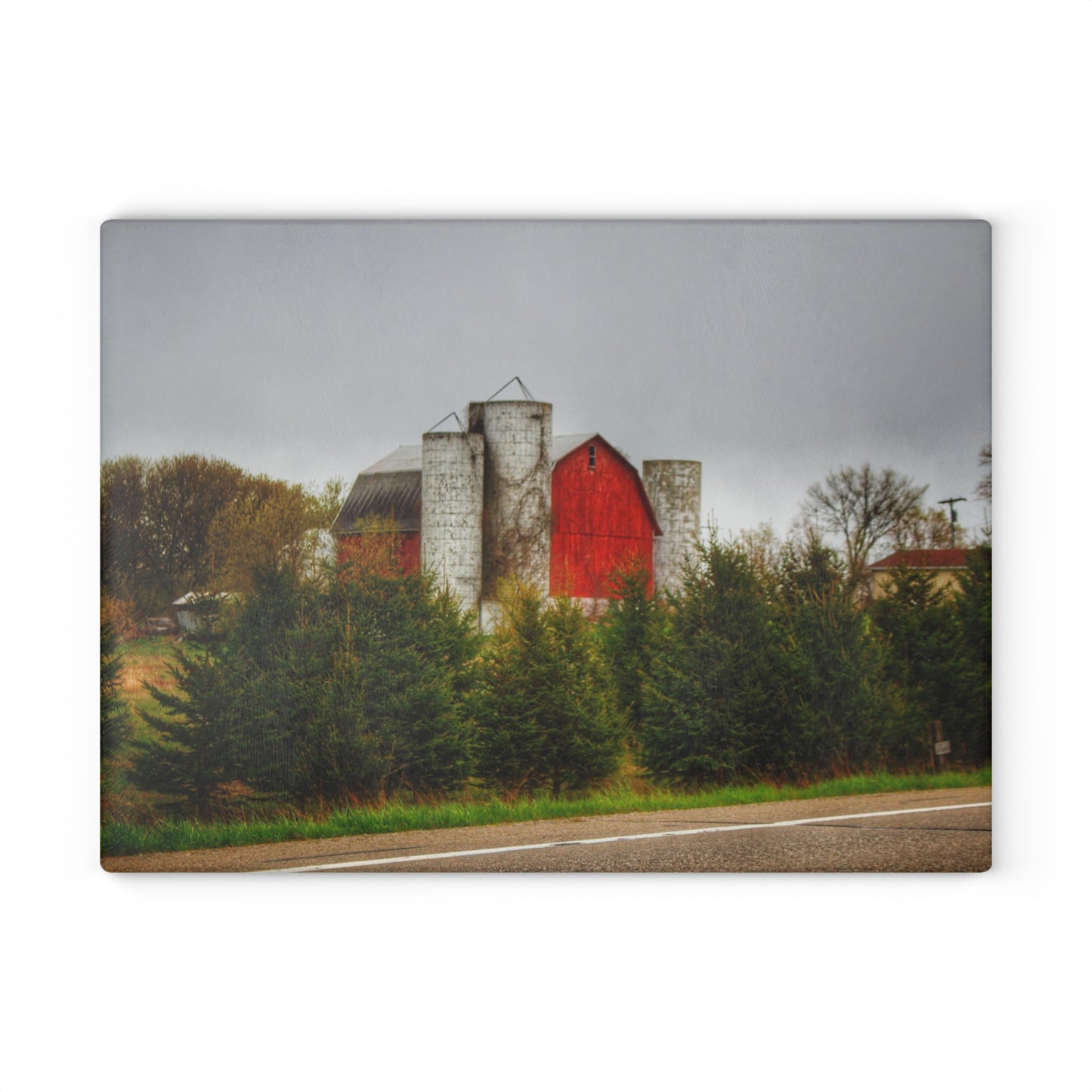 U R There Photography Castle Corner Red II Rustic Farmhouse Tempered-Glass Cutting Board