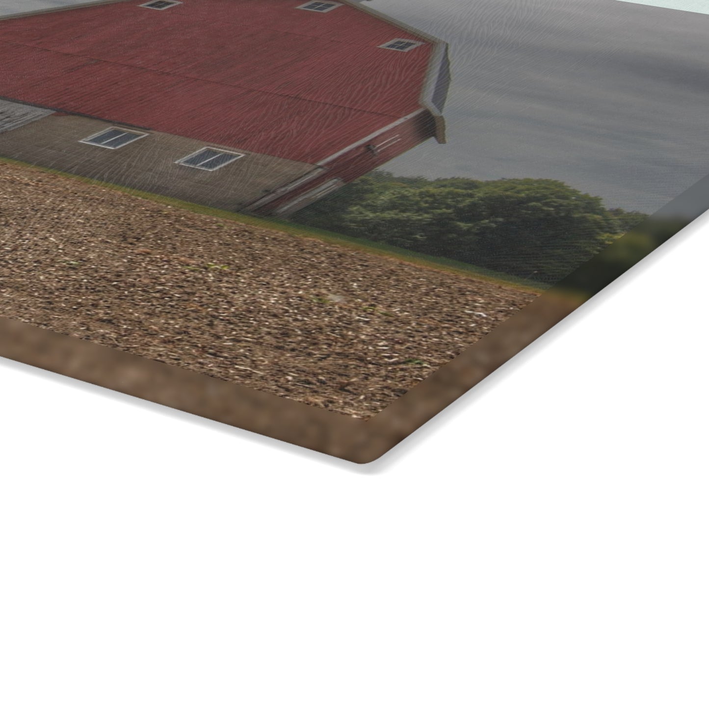 U R There Photography Cade Road Red I Rustic Farmhouse Tempered-Glass Cutting Board