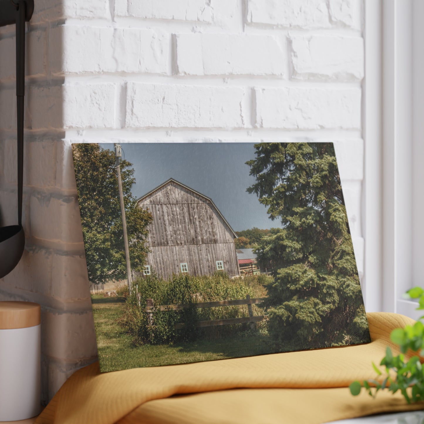 U R There Photography Roadside Grey of Vassar Rustic Farmhouse Tempered-Glass Cutting Board
