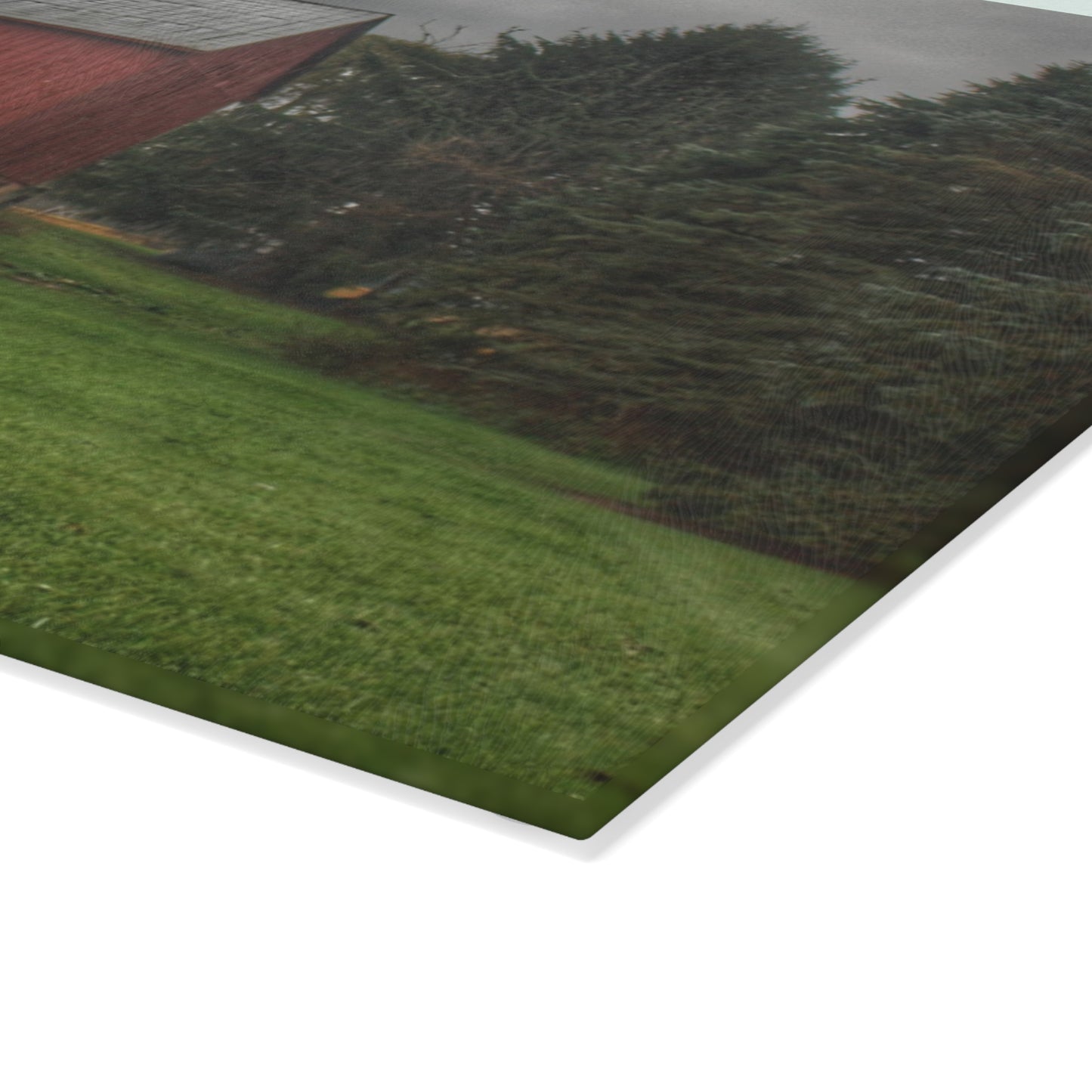 U R There Photography Bowers Road Red II Rustic Farmhouse Tempered-Glass Cutting Board
