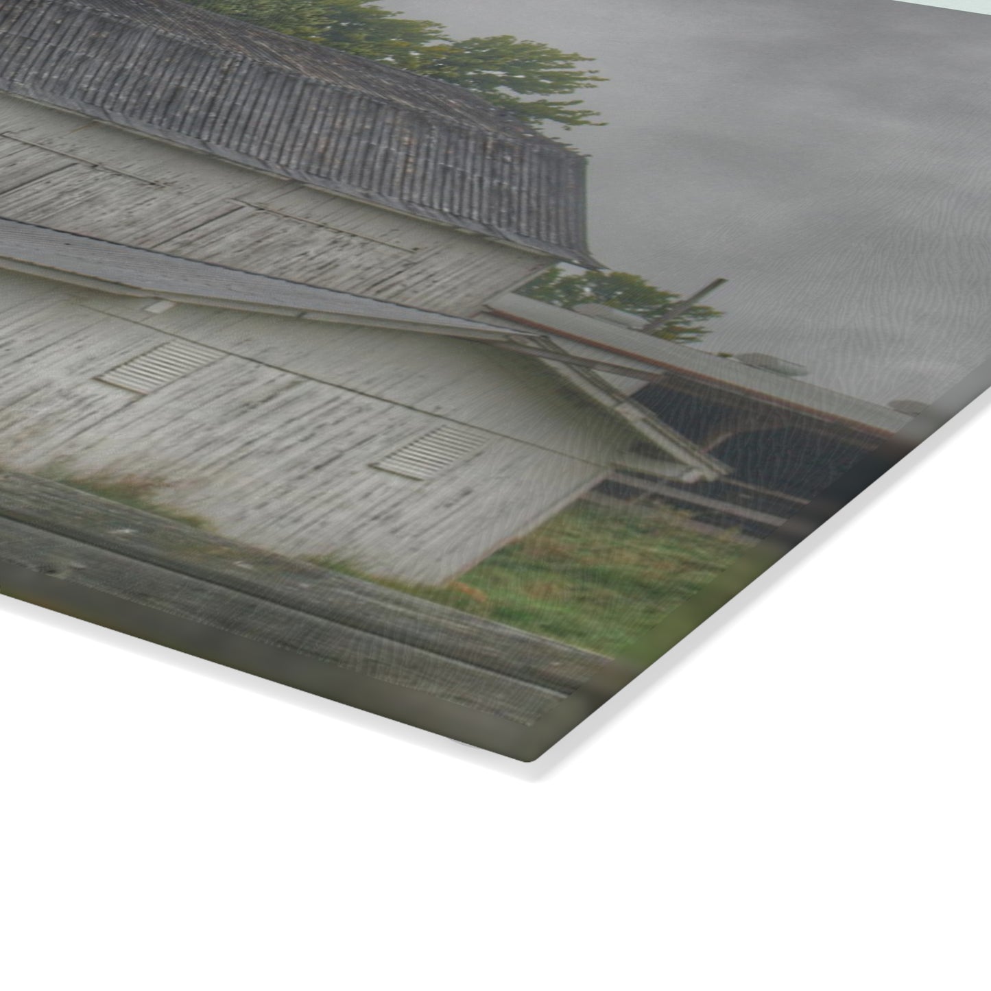 U R There Photography Columbiaville White Rustic Farmhouse Tempered-Glass Cutting Board