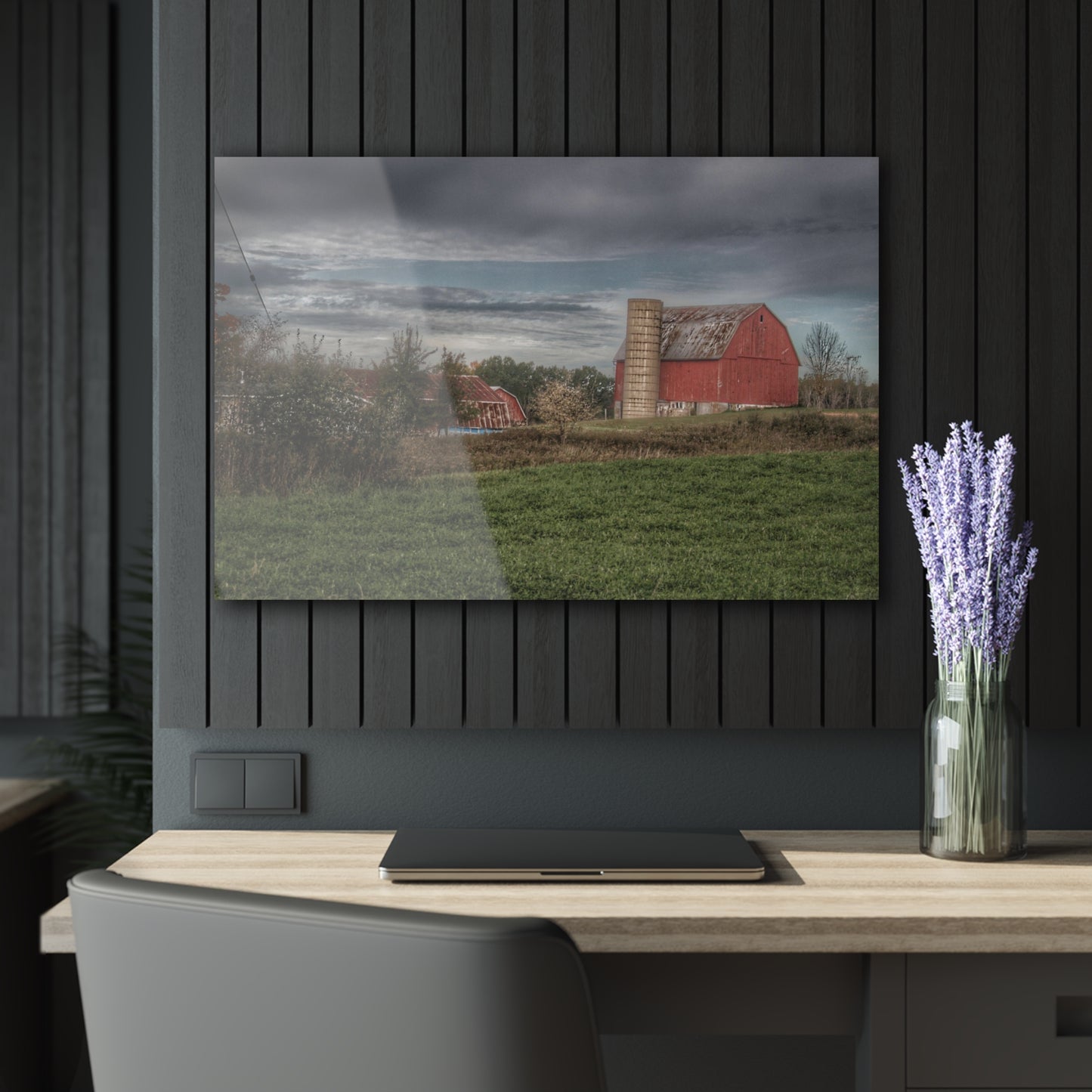 U R There Photography Clear Lake Road Red Rustic Farmhouse Acrylic Wall Print