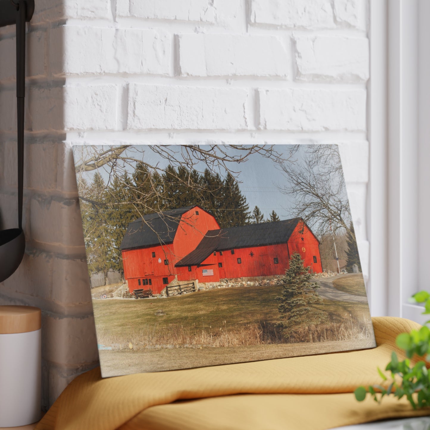 U R There Photography Thomas Road Patriot Barn Rustic Farmhouse Tempered-Glass Cutting Board