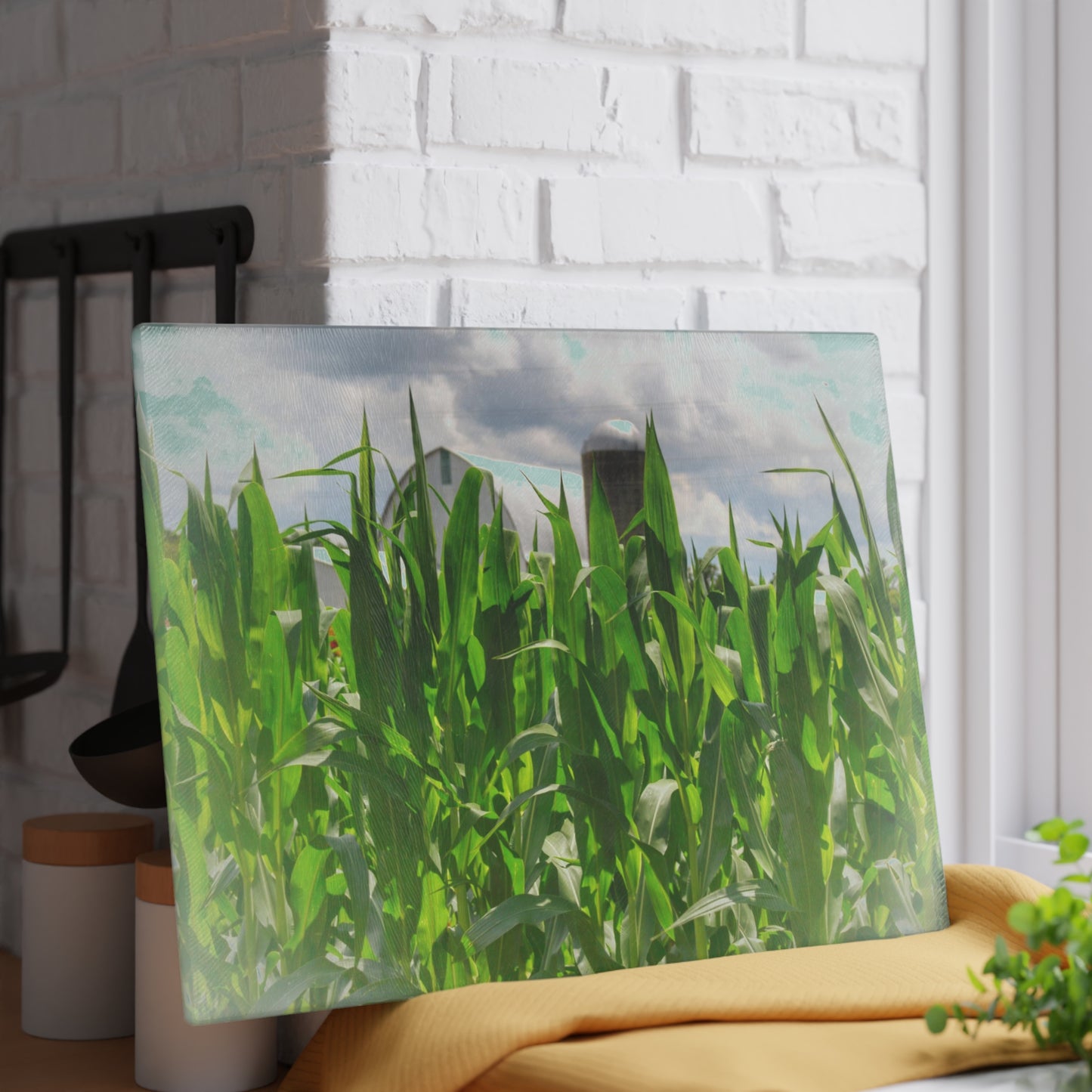 U R There Photography Beyond the Corn in Millington Rustic Farmhouse Tempered-Glass Cutting Board