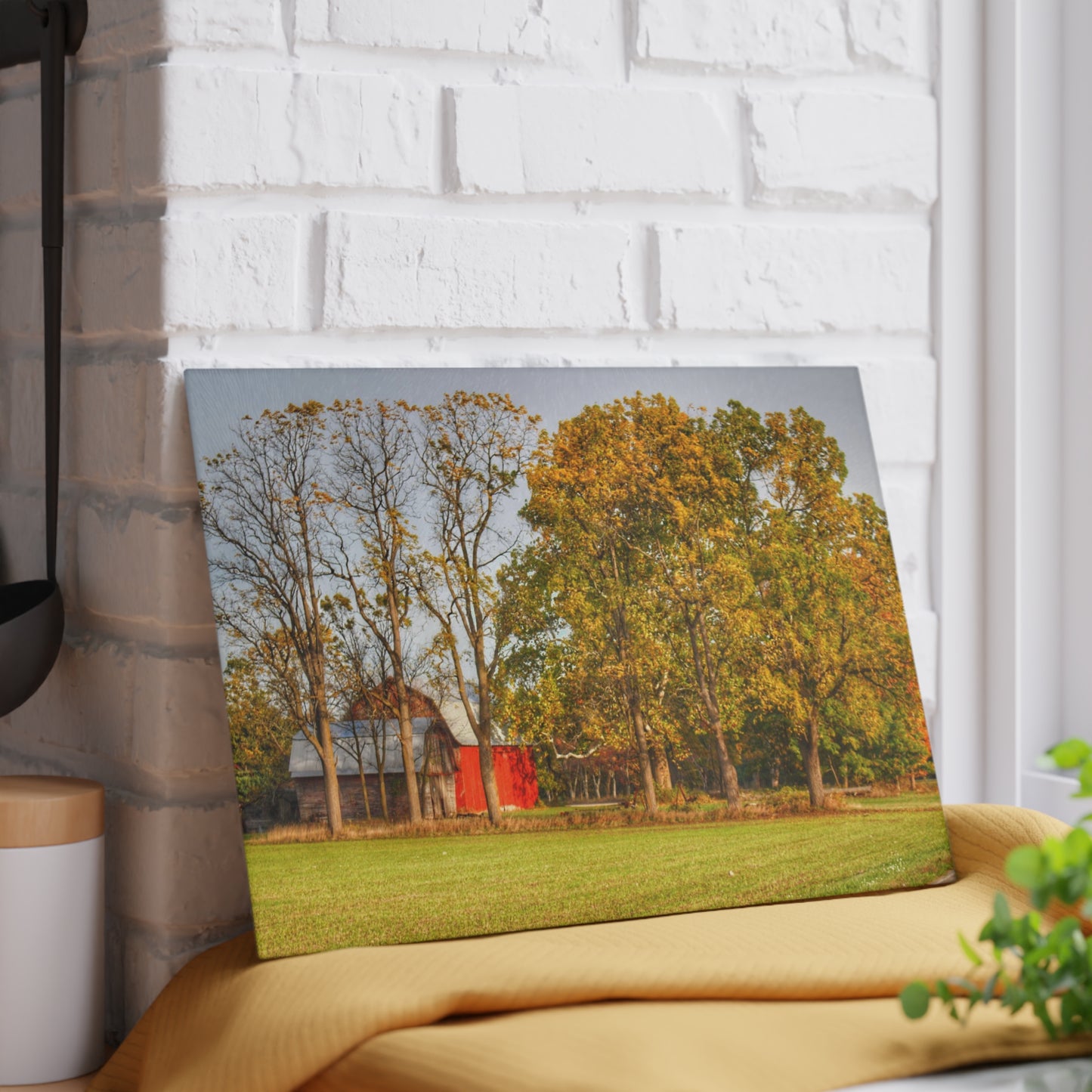 U R There Photography Barkley Road Red II Rustic Farmhouse Tempered-Glass Cutting Board
