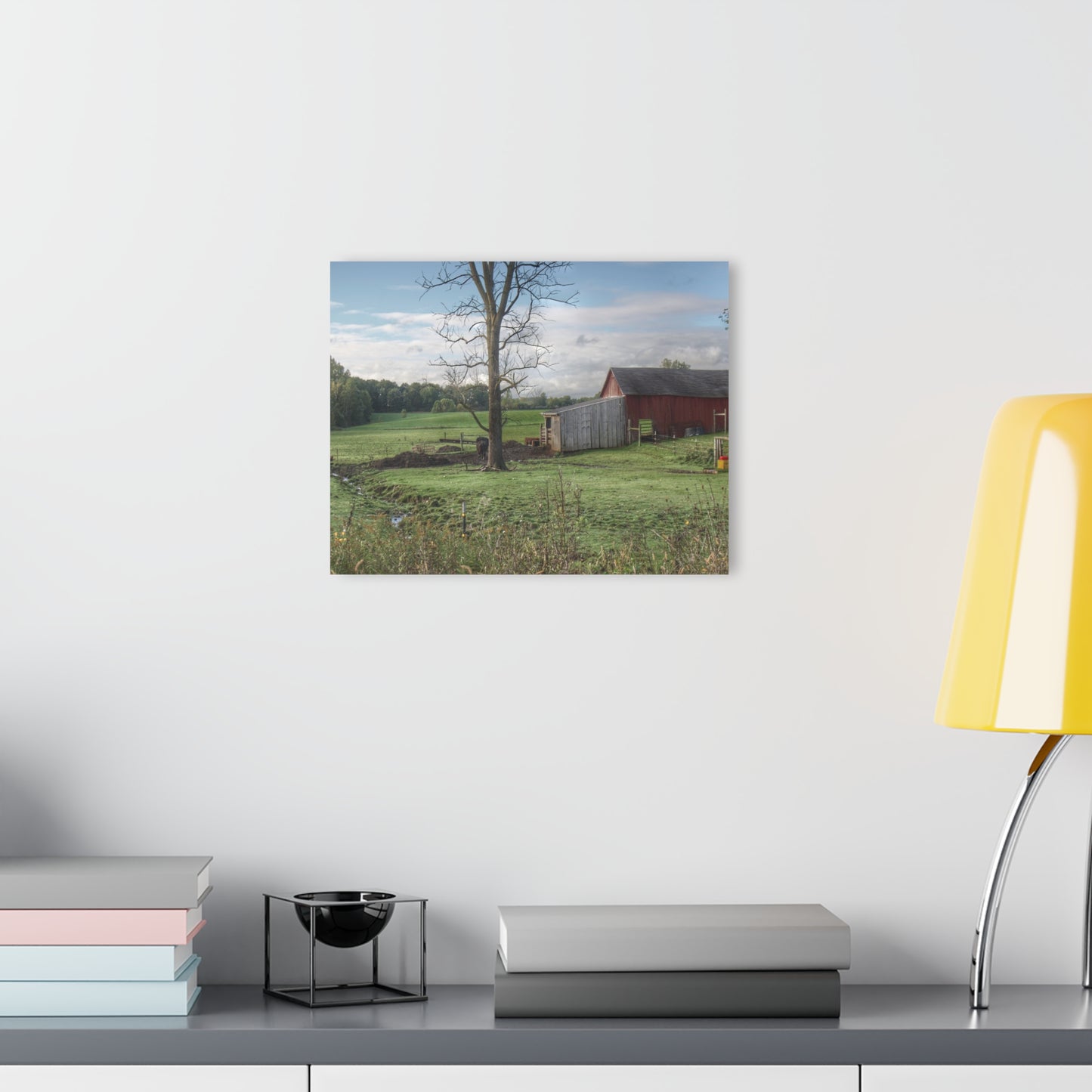 U R There Photography West Oregon Road Hidden Red III Rustic Farmhouse Acrylic Wall Print
