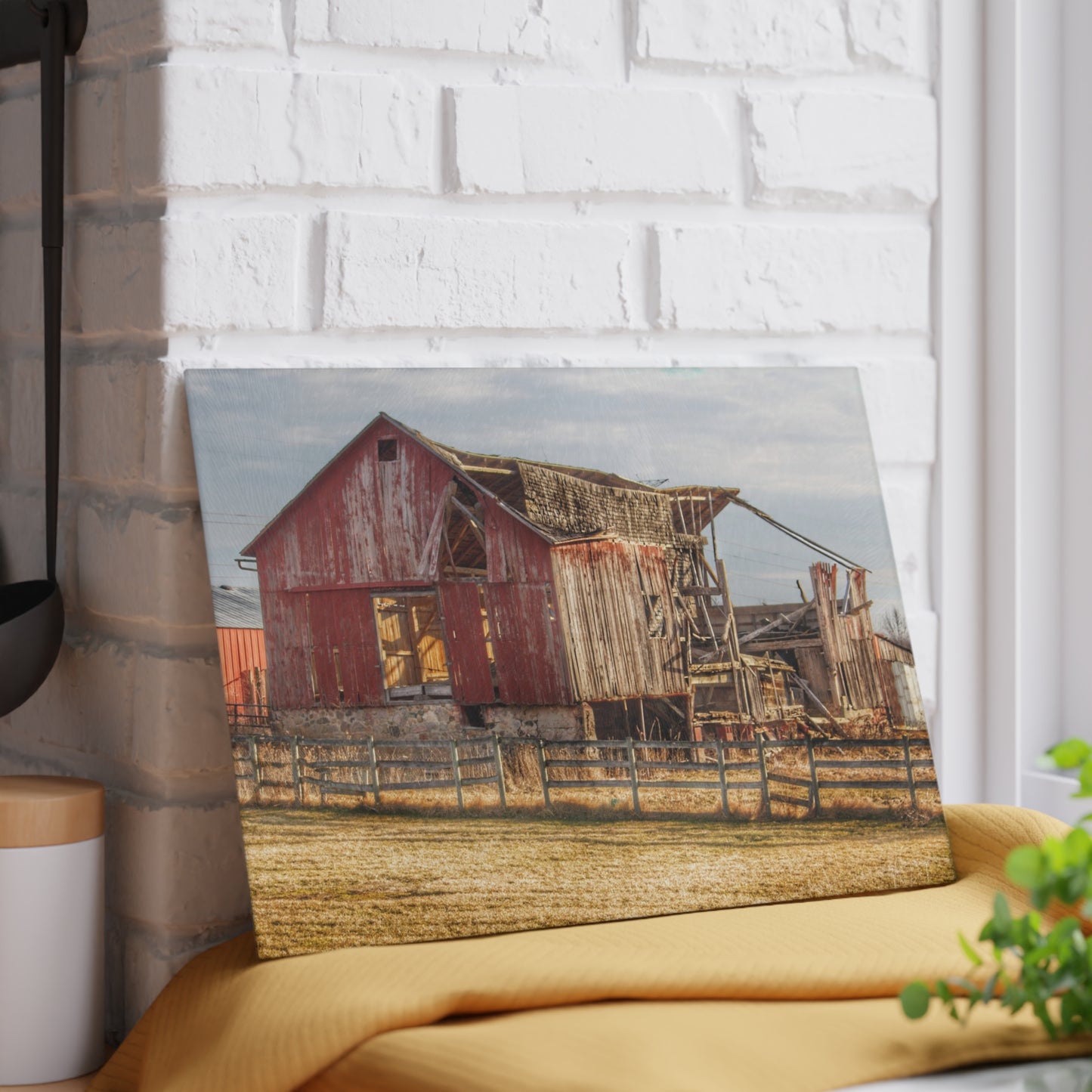 U R There Photography Irish Road Old Red I Rustic Farmhouse Tempered-Glass Cutting Board 8"x 11"