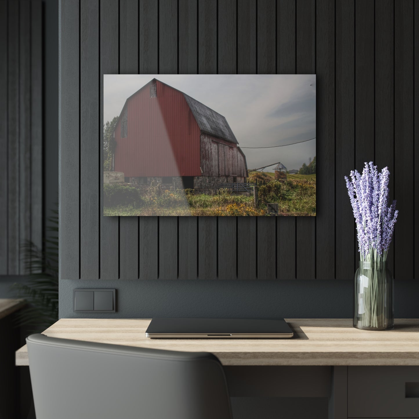 U R There Photography Roadside Stone Red Rustic Farmhouse Acrylic Wall Print