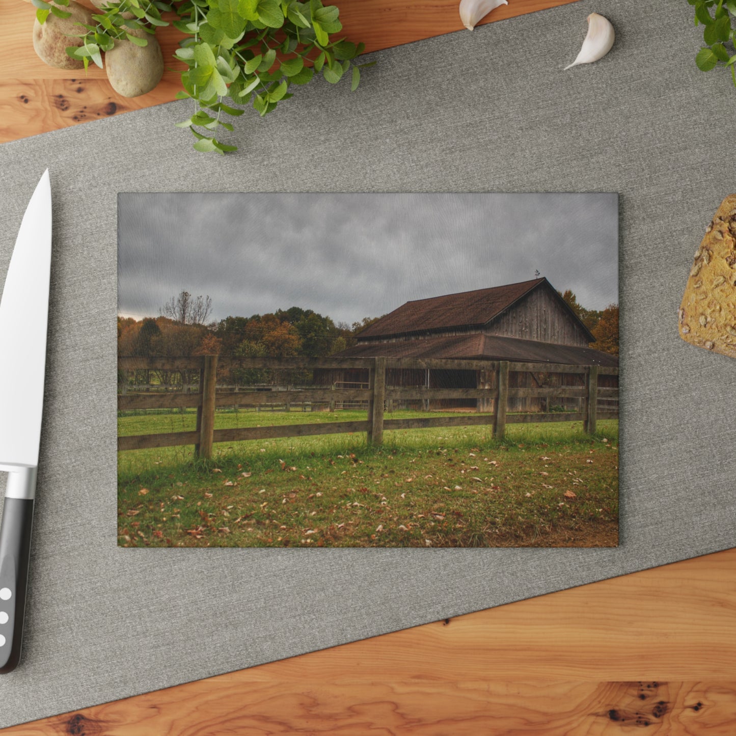 U R There Photography Chalet Grey I Rustic Farmhouse Tempered-Glass Cutting Board