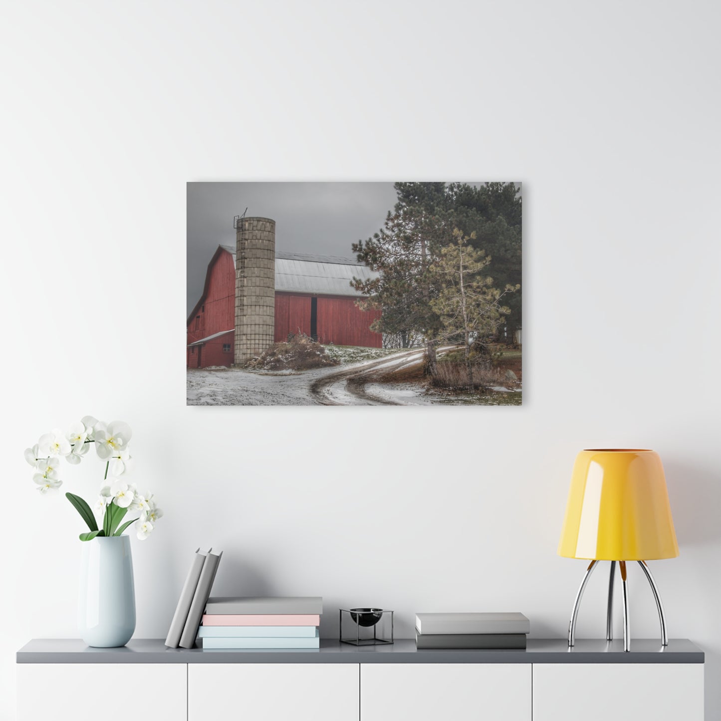 U R There Photography South Kirk Road Red Rustic Farmhouse Acrylic Wall Print
