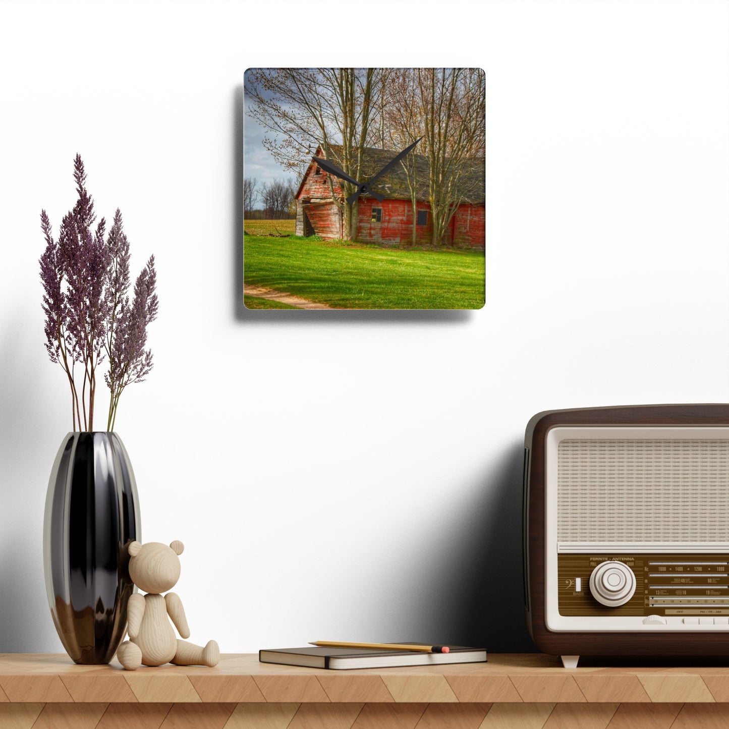 U R There Photography Centerline Shack Rustic Farmhouse Acrylic Analog Wall Clock
