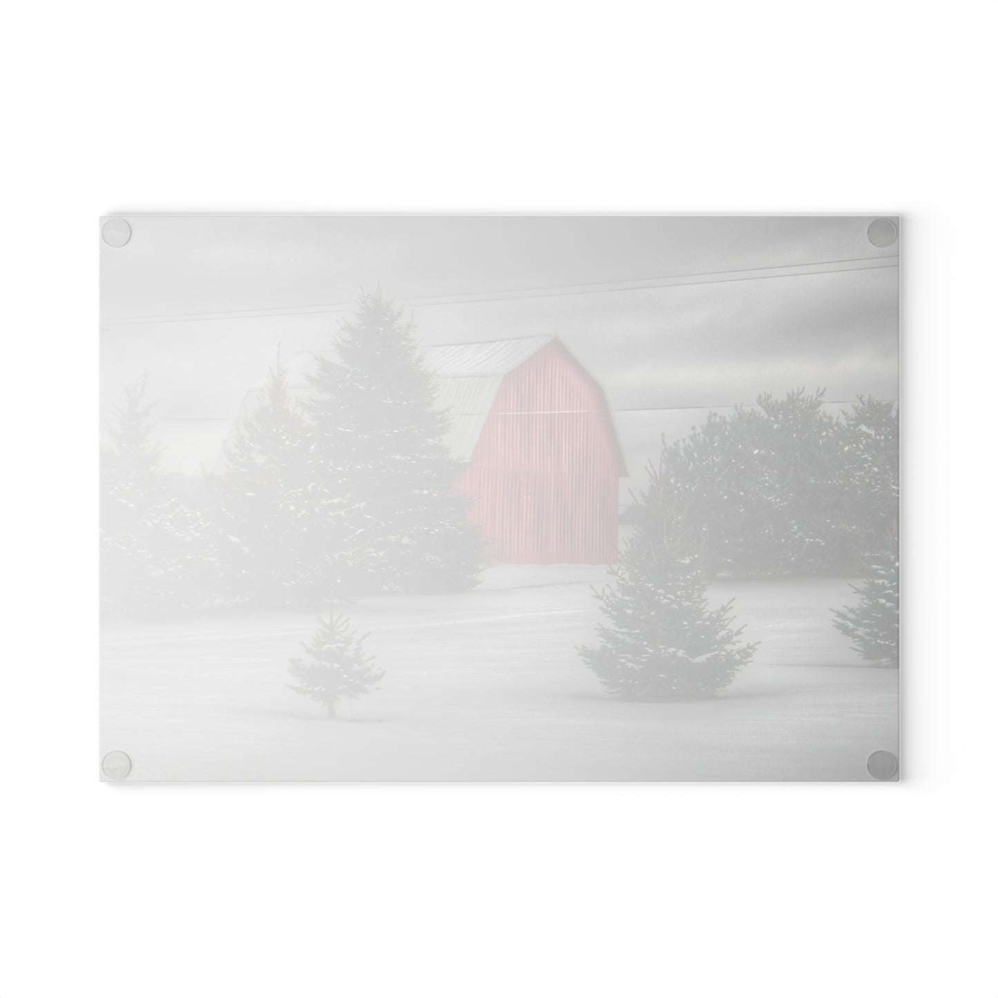 U R There Photography Vernor Road Red II Rustic Farmhouse Tempered-Glass Cutting Board