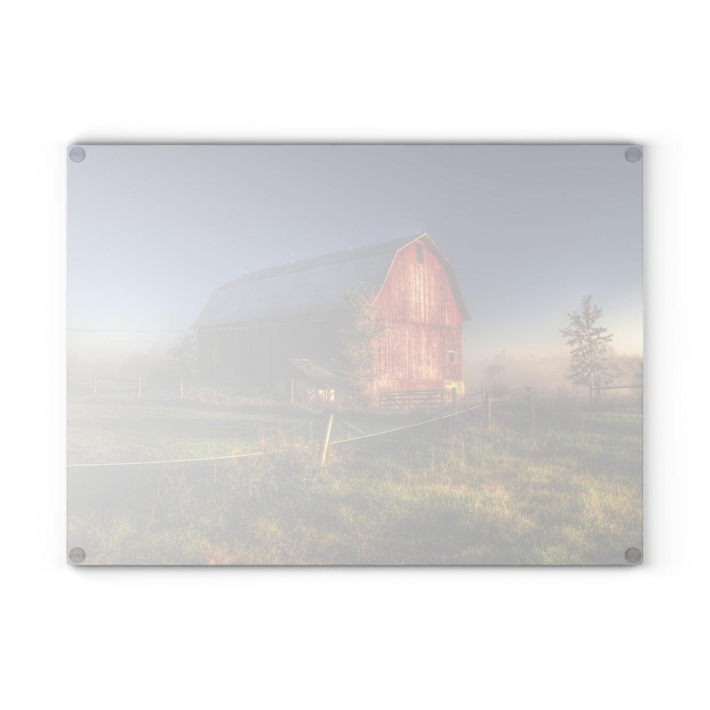 U R There Photography Columbiaville Red I Rustic Farmhouse Tempered-Glass Cutting Board