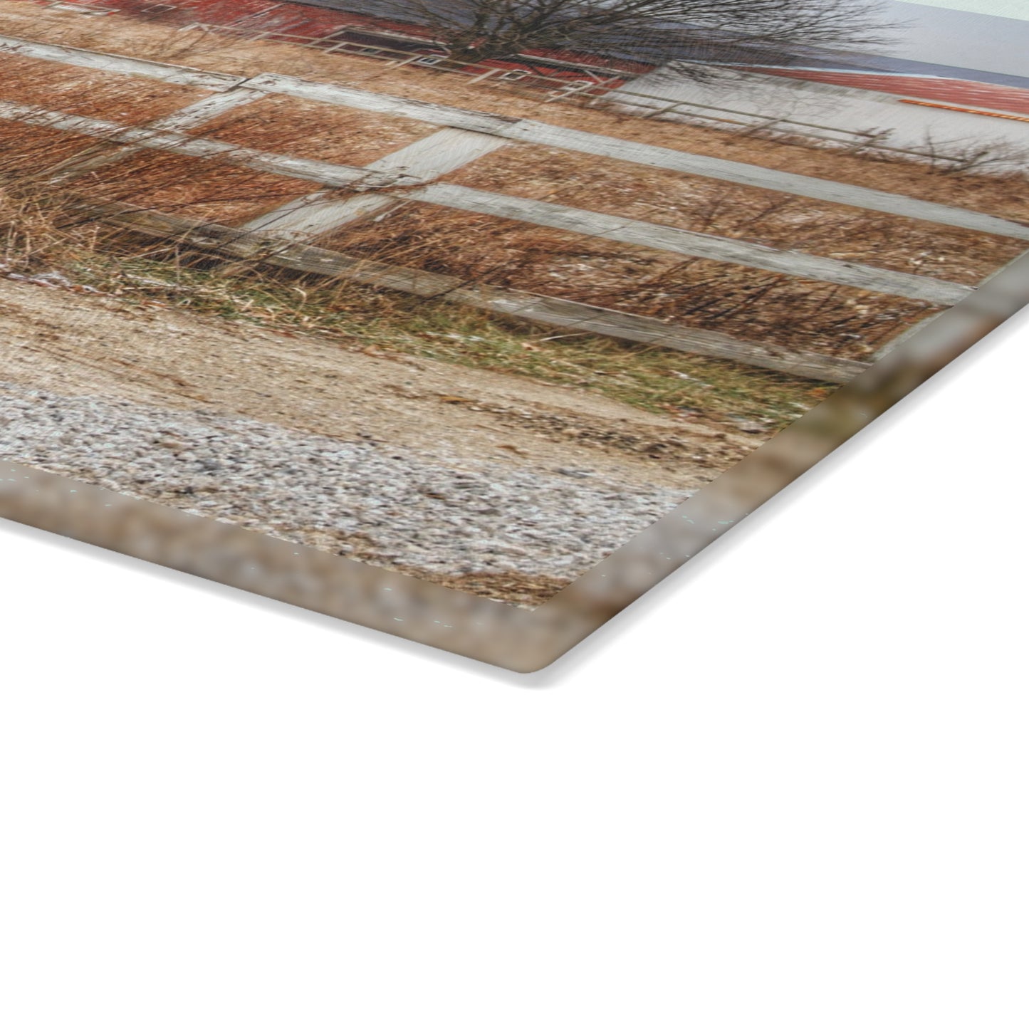 U R There Photography Mound Road Reds Rustic Farmhouse Tempered-Glass Cutting Board