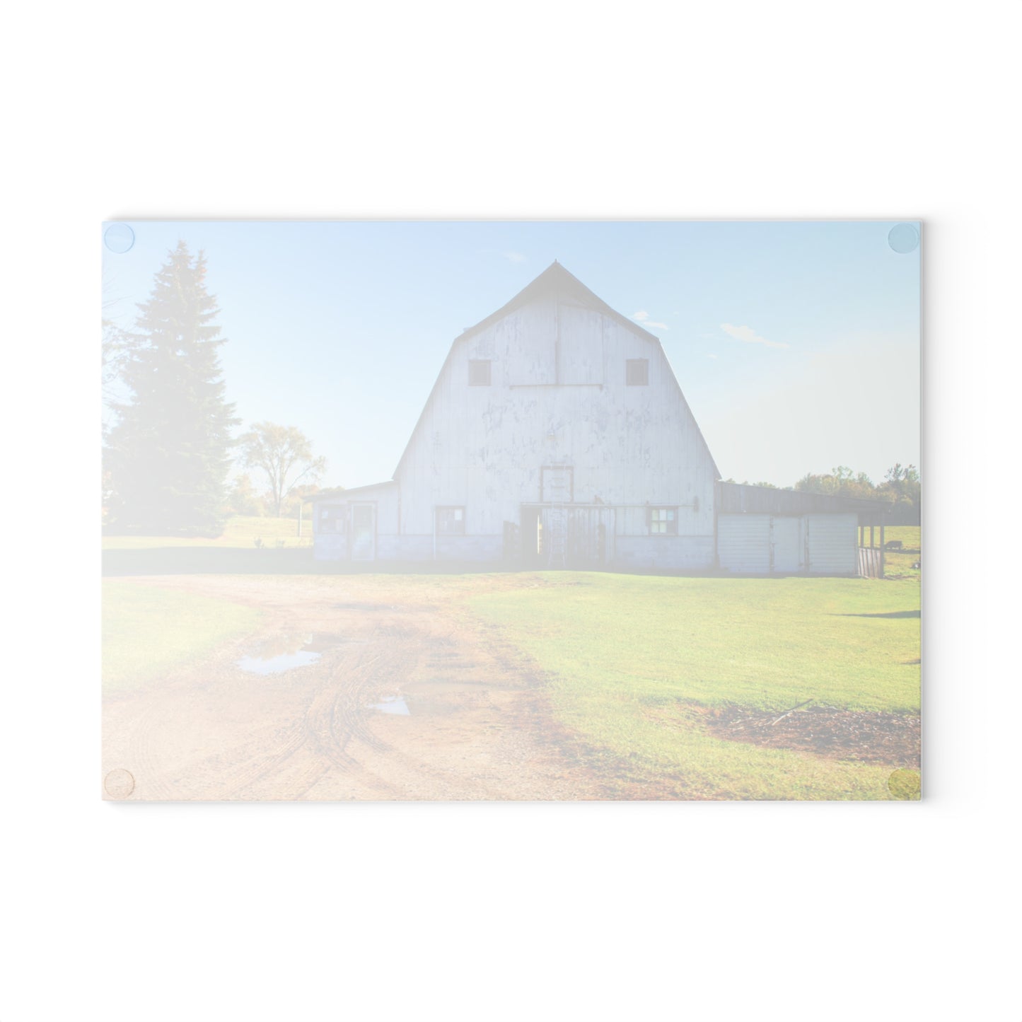 U R There Photography Yale Fremont Road Grey Rustic Farmhouse Tempered-Glass Cutting Board