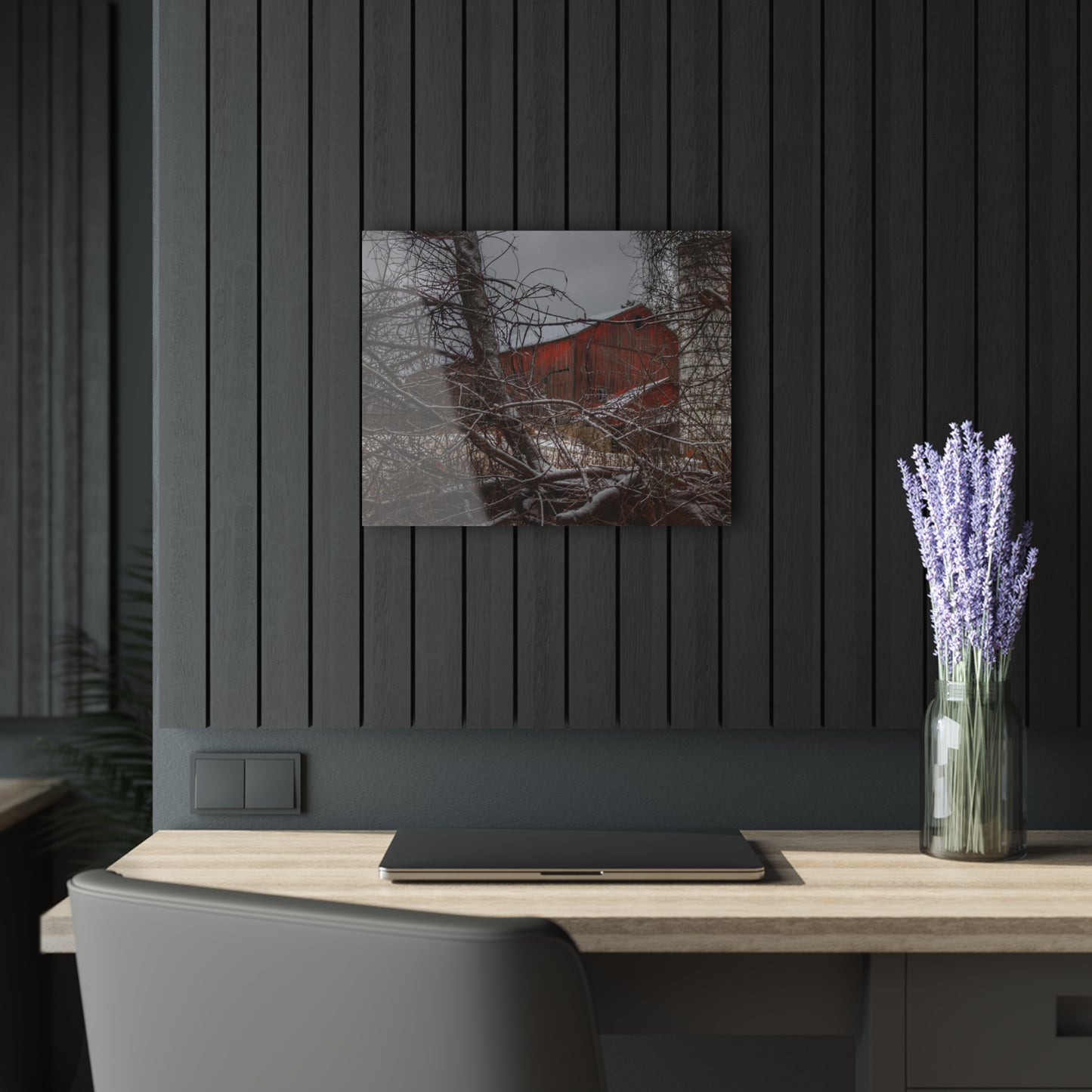 U R There Photography Sandhill Road Hidden Red II Rustic Farmhouse Acrylic Wall Print
