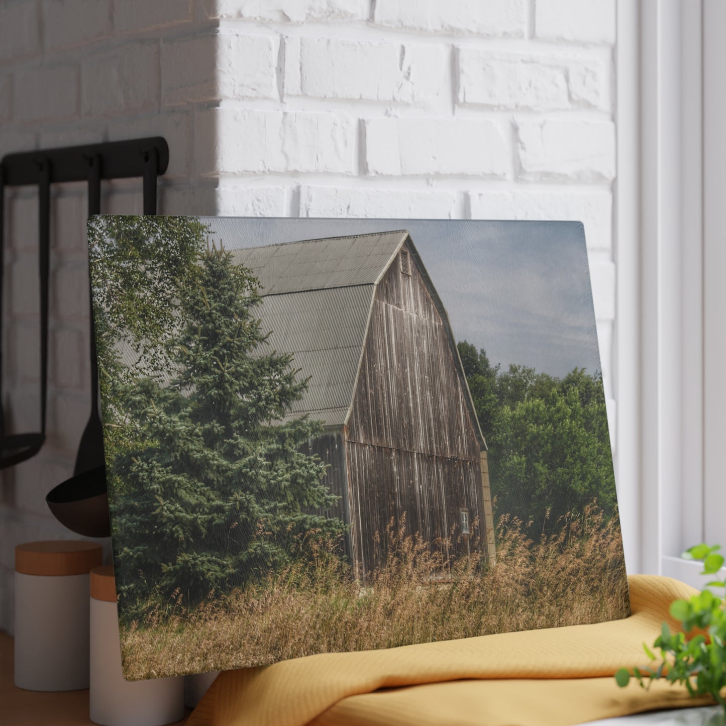 U R There Photography Seymour Lake Road Hidden Grey Rustic Farmhouse Tempered-Glass Cutting Board