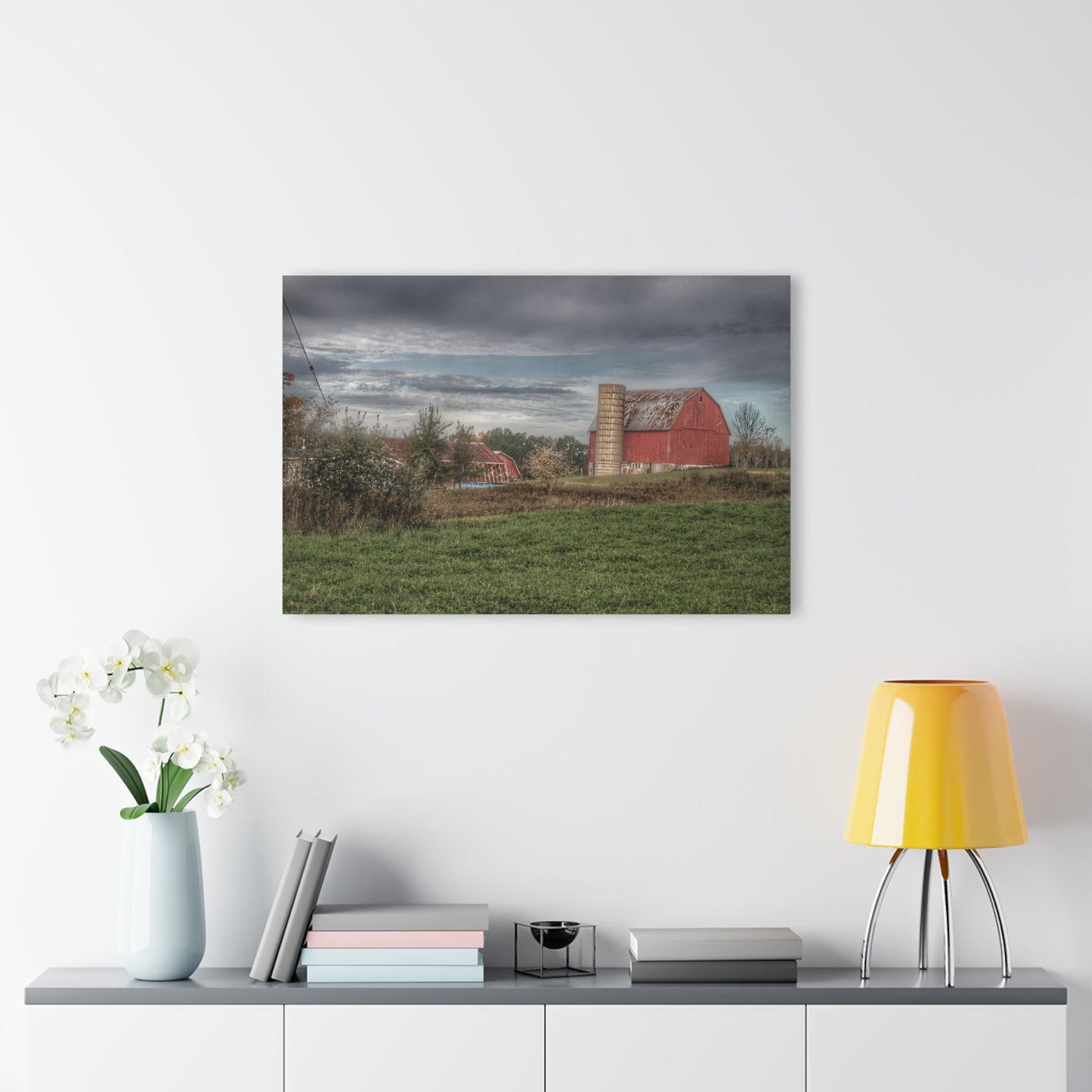 U R There Photography Clear Lake Road Red Rustic Farmhouse Acrylic Wall Print